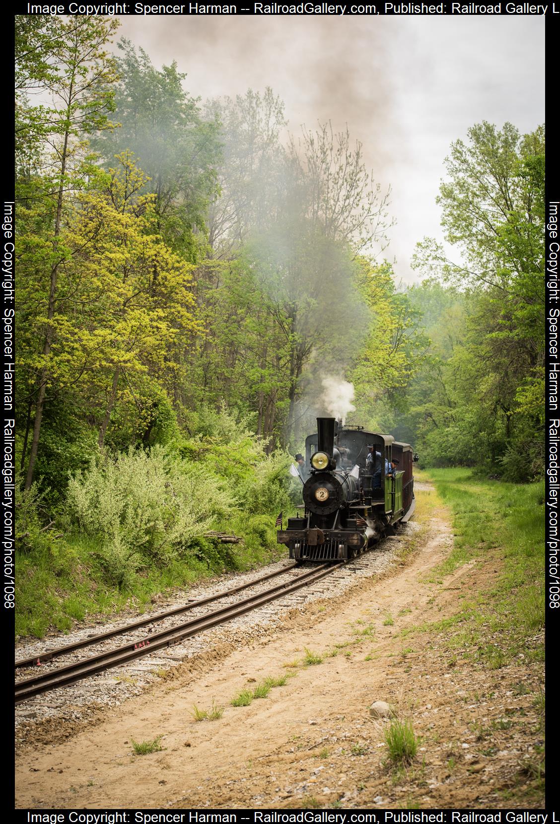 Porter #2 is a class 2-6-0 and  is pictured in LaPorte, Indiana, USA.  This was taken along the Narrow Gauge Line on the Hesston Steam Museum. Photo Copyright: Spencer Harman uploaded to Railroad Gallery on 05/27/2023. This photograph of Porter #2 was taken on Saturday, May 13, 2023. All Rights Reserved. 