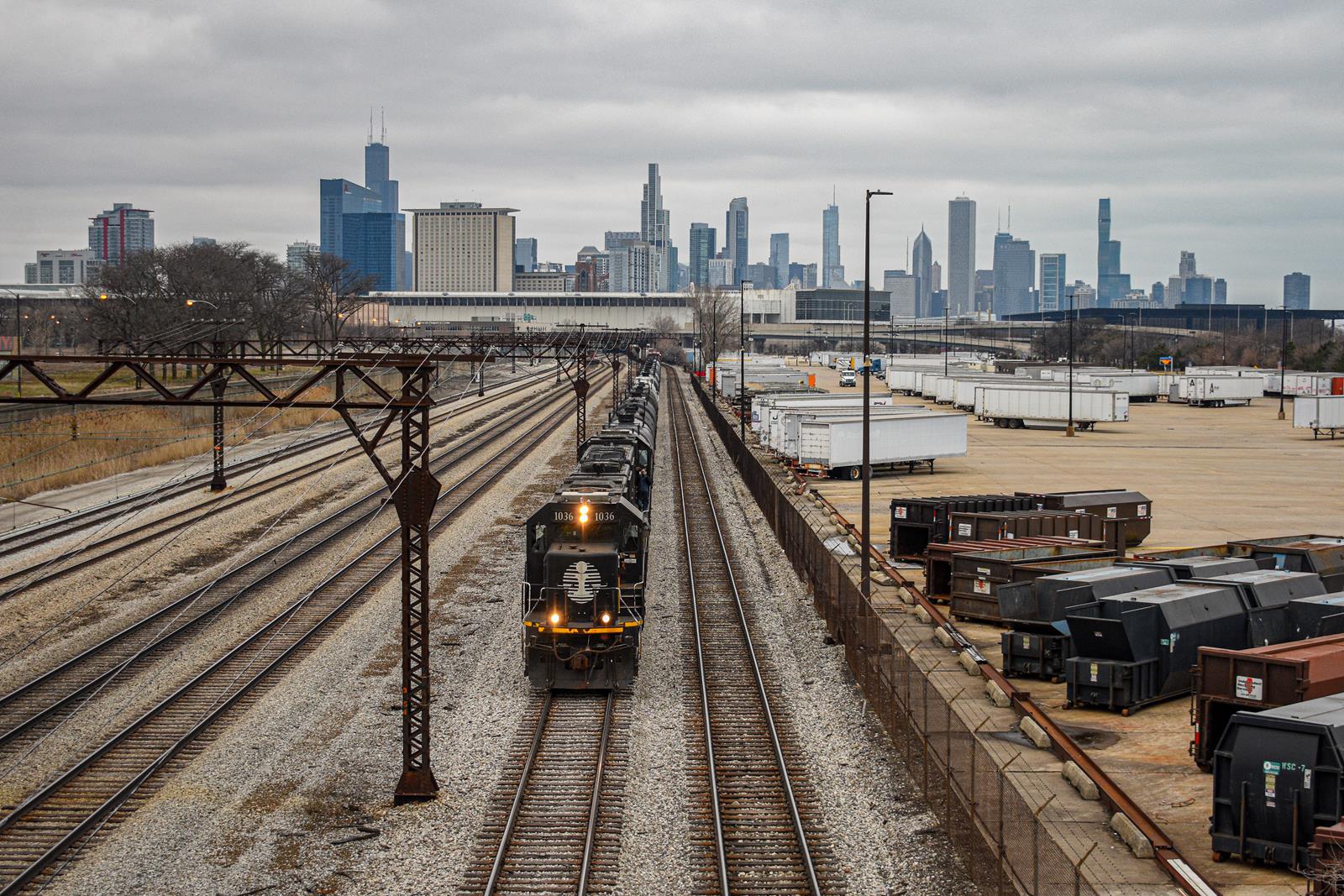 IC 1036 is a class EMD SD70 and  is pictured in Chicago, Illinois, United States.  This was taken along the Chicago Subdivision on the Illinois Central Railroad. Photo Copyright: Reed Hamilton uploaded to Railroad Gallery on 11/16/2022. This photograph of IC 1036 was taken on Monday, April 04, 2022. All Rights Reserved. 