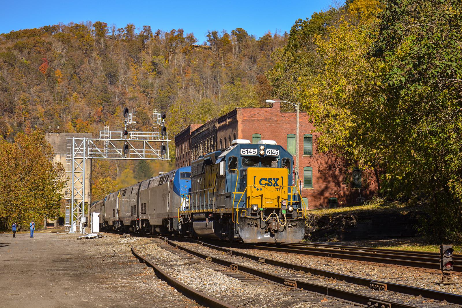 6145 is a class GP38-2 and  is pictured in Thurmond , West Virginia, United States .  This was taken along the New River Subdivision  on the CSX Transportation. Photo Copyright: Ashton  Stasko  uploaded to Railroad Gallery on 11/11/2022. This photograph of 6145 was taken on Saturday, October 22, 2022. All Rights Reserved. 