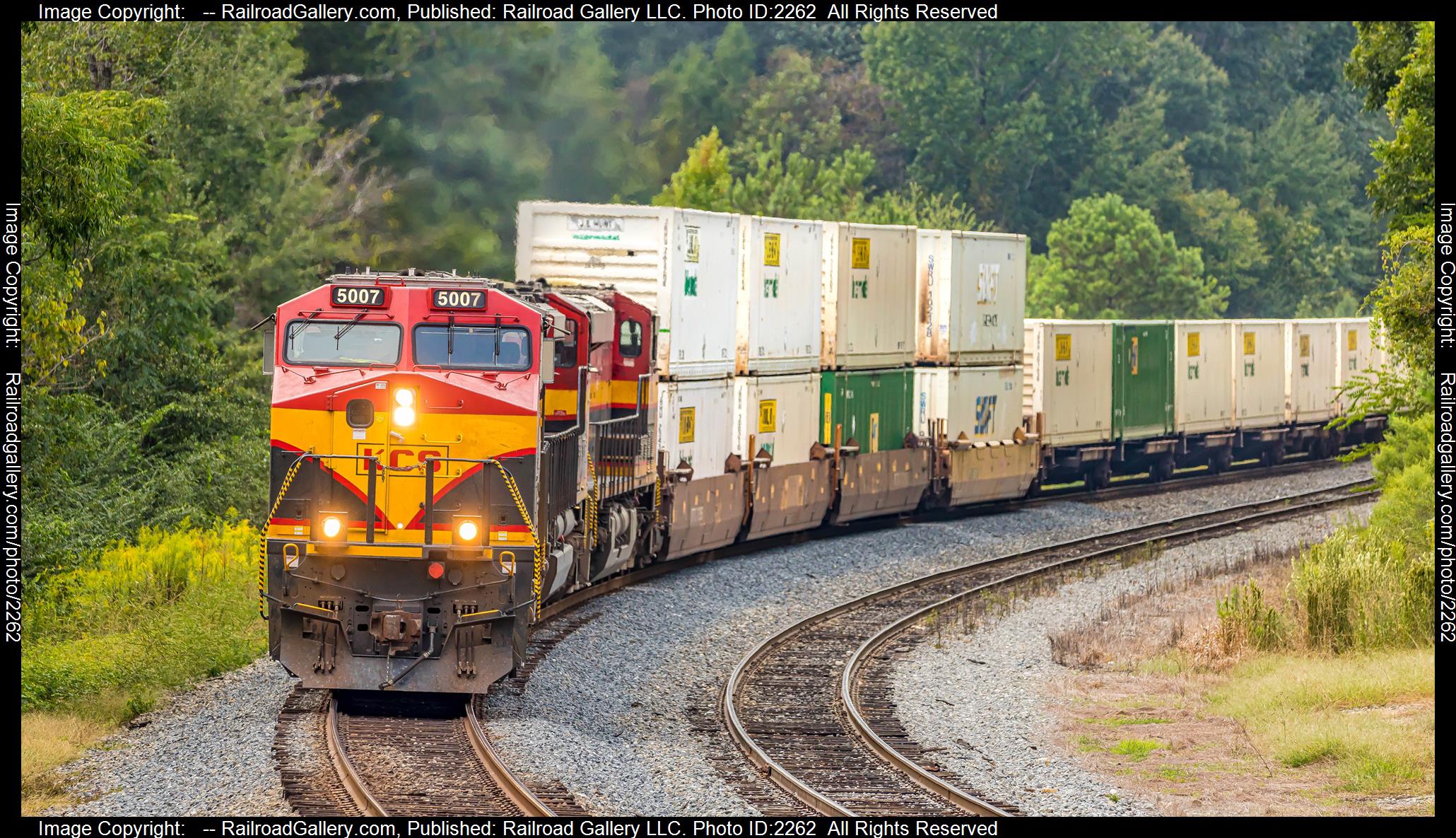KCS v5007 is a class Et44AC-T4 and  is pictured in Brandon, Mississippi, USA.  This was taken along the Meridian Subdivision on the Kansas City Southern Railway. Photo Copyright: Chris White uploaded to Railroad Gallery on 08/11/2023. This photograph of KCS v5007 was taken on Sunday, September 20, 2020. All Rights Reserved. 