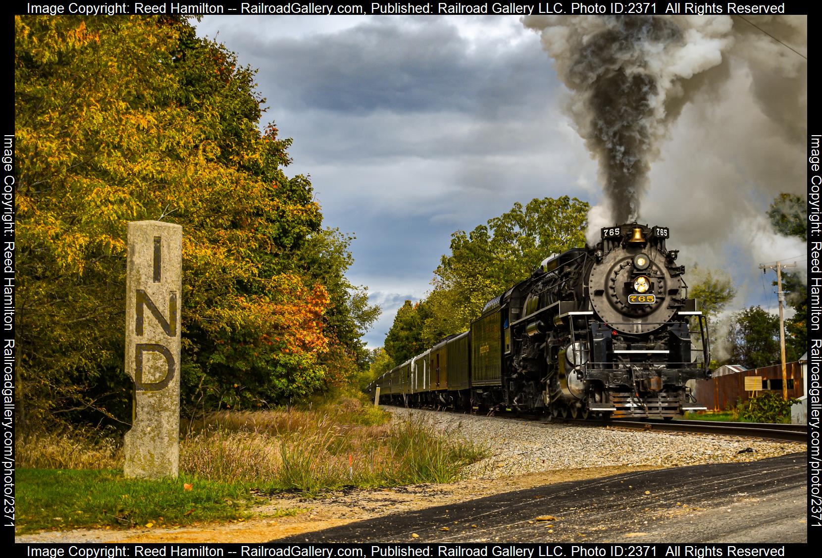 NKP 765 is a class 2-8-4 and  is pictured in Ray, Michigan, United States.  This was taken along the Indiana Northeastern on the Nickel Plate Road. Photo Copyright: Reed Hamilton uploaded to Railroad Gallery on 10/11/2023. This photograph of NKP 765 was taken on Sunday, October 08, 2023. All Rights Reserved. 