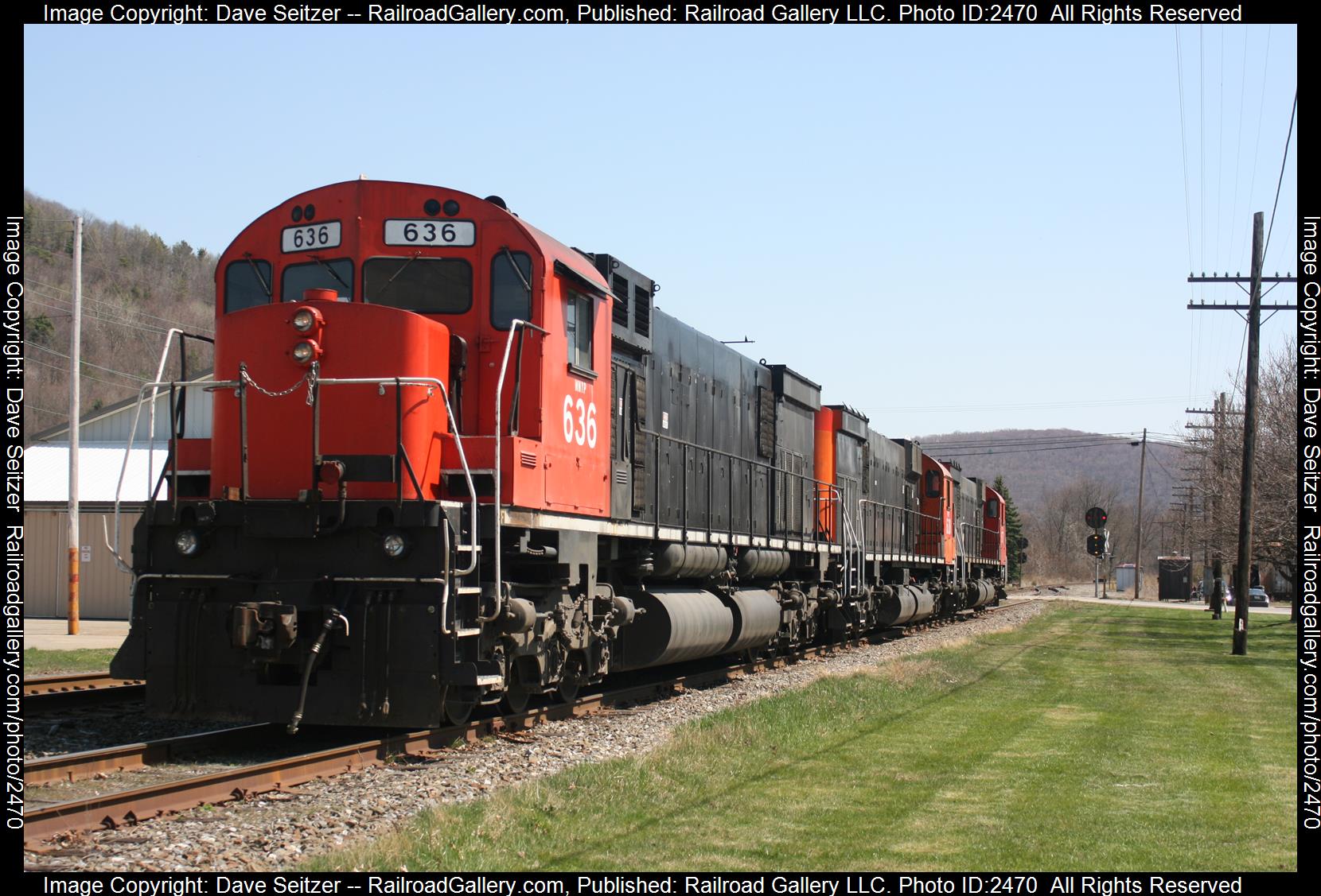 WNYP 636 is a class M636 and  is pictured in Port Allegany, Pennsylvania, United States.  This was taken along the Buffalo Line on the WNYP. Photo Copyright: Dave Seitzer uploaded to Railroad Gallery on 11/18/2023. This photograph of WNYP 636 was taken on Friday, April 24, 2009. All Rights Reserved. 