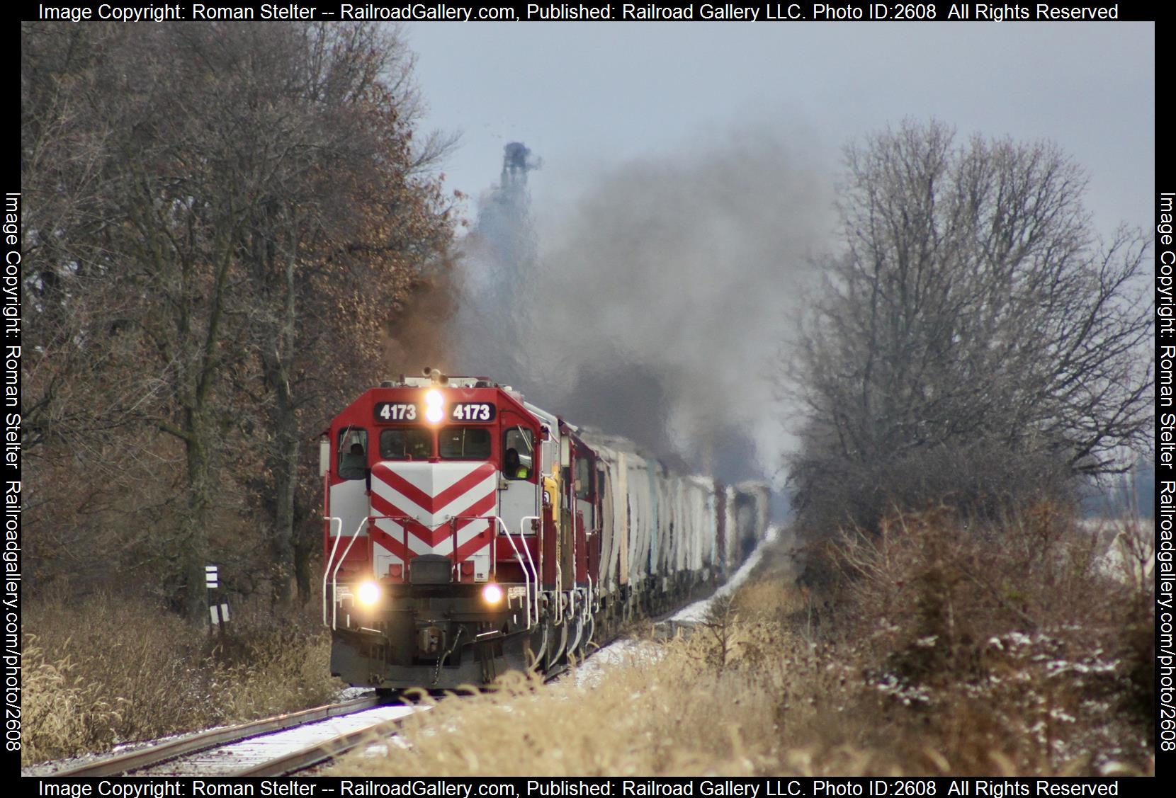 WAMX 4173 is a class SD40-2 and  is pictured in Lima Center, Wi, Wisconsin, United States.  This was taken along the Waukesha Subdivision on the Wisconsin and Southern Railroad. Photo Copyright: Roman Stelter uploaded to Railroad Gallery on 12/08/2023. This photograph of WAMX 4173 was taken on Saturday, November 25, 2023. All Rights Reserved. 