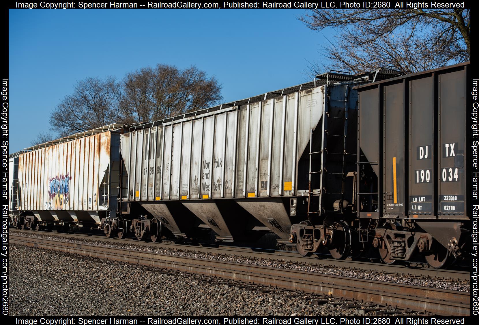 NW 178989 is a class Covered Hopper and  is pictured in Osceola, Indiana, USA.  This was taken along the Chicago Line on the Norfolk Southern. Photo Copyright: Spencer Harman uploaded to Railroad Gallery on 12/15/2023. This photograph of NW 178989 was taken on Sunday, November 19, 2023. All Rights Reserved. 