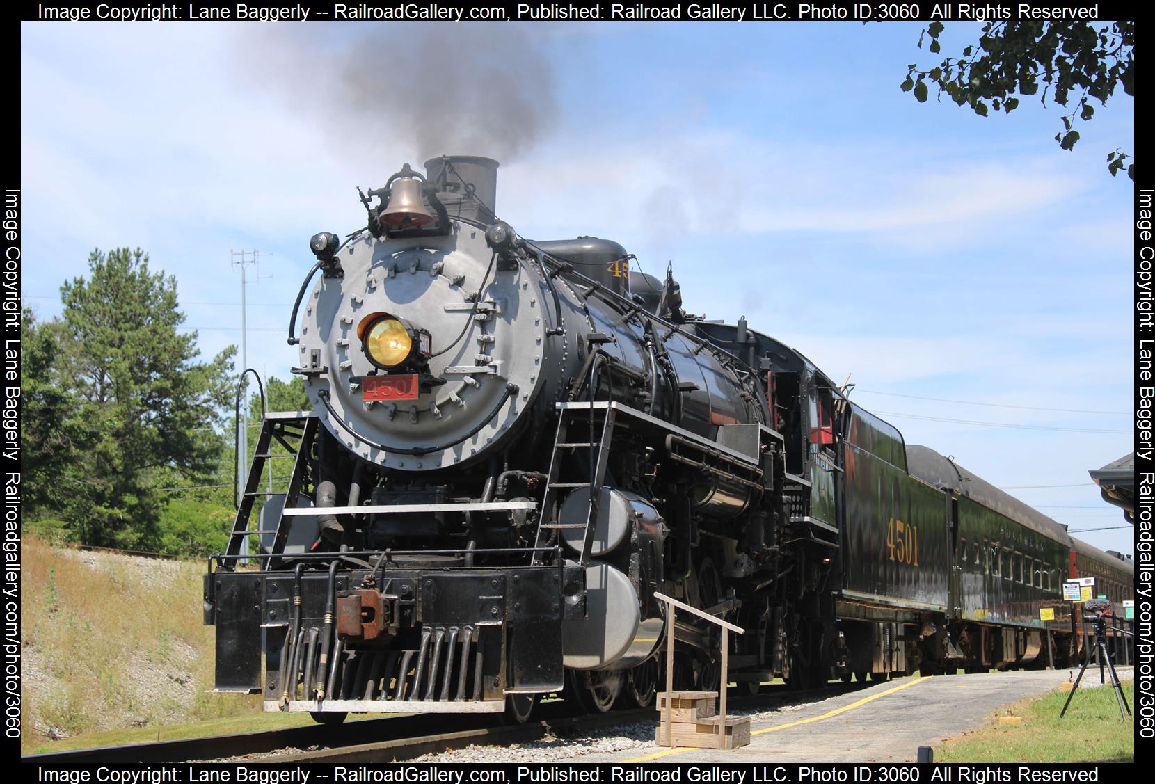 SOU 4501 is a class 2-8-2 and  is pictured in Chattanooga, TN, United States.  This was taken along the TVRM on the Tennessee Valley. Photo Copyright: Lane Baggerly uploaded to Railroad Gallery on 02/01/2024. This photograph of SOU 4501 was taken on Saturday, June 06, 2020. All Rights Reserved. 