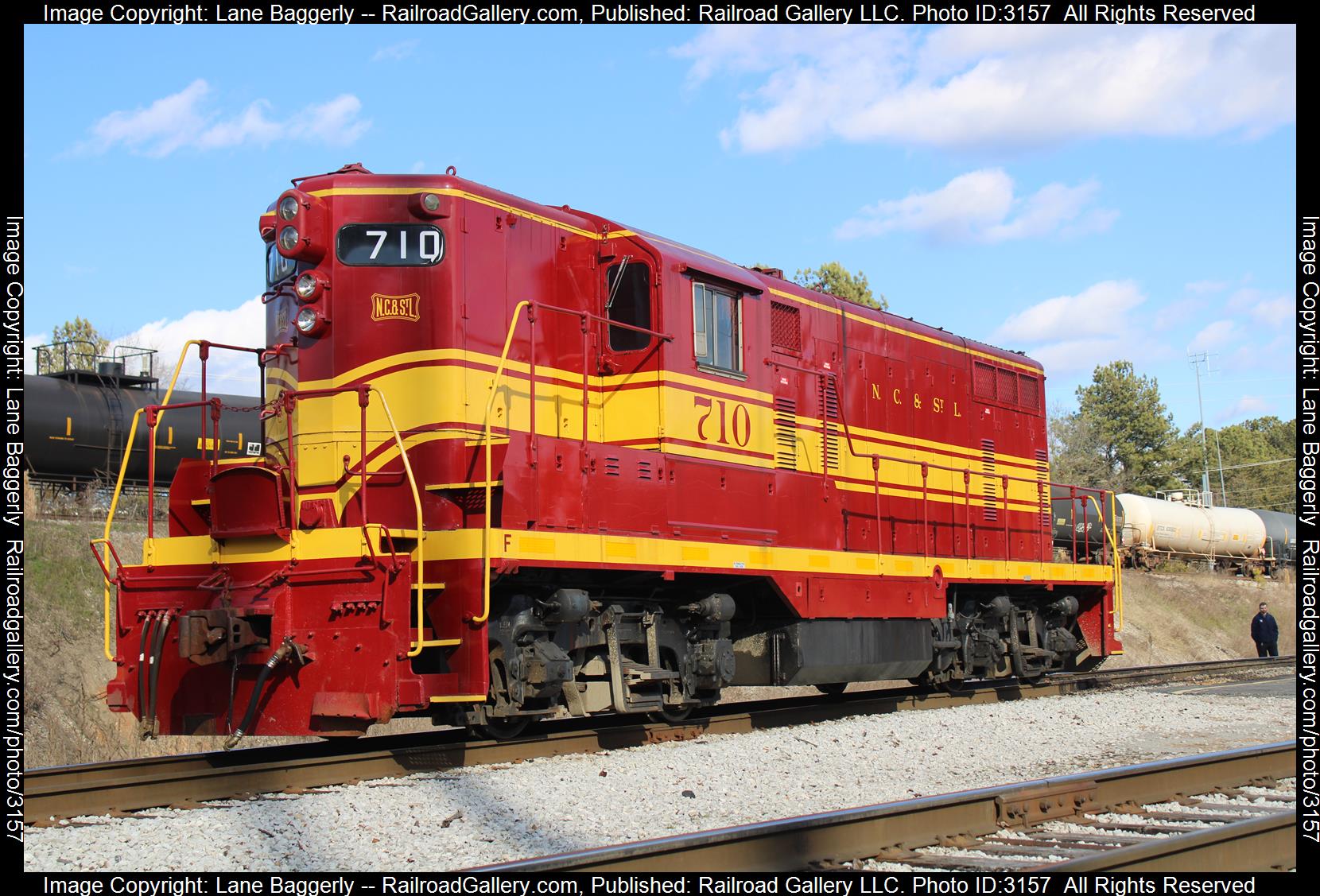 NC&StL 710 is a class EMD GP9 and  is pictured in Chattanooga, Tennessee, United States.  This was taken along the TVRM on the Tennessee Valley. Photo Copyright: Lane Baggerly uploaded to Railroad Gallery on 02/25/2024. This photograph of NC&StL 710 was taken on Sunday, January 17, 2021. All Rights Reserved. 