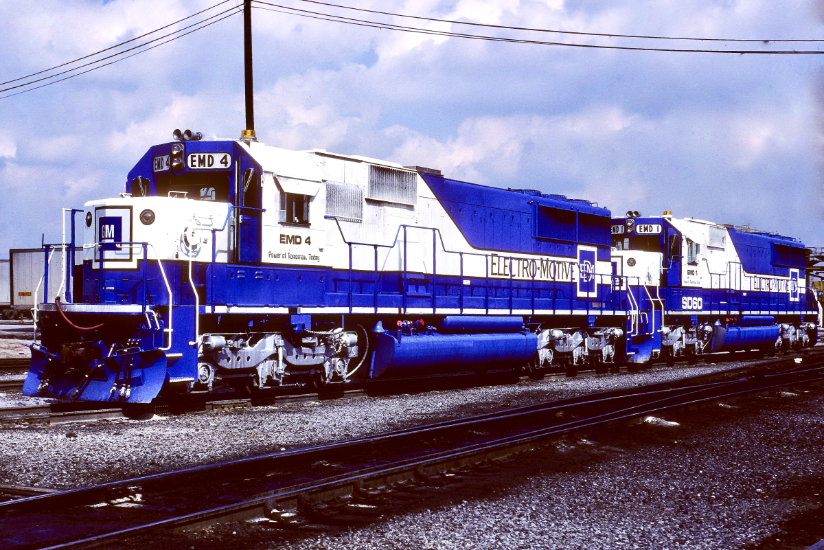 EMD 4 is a class EMD SD60 and  is pictured in Los Angeles, California, USA.  This was taken along the Los Angeles/UP on the EMD . Photo Copyright: Rick Doughty uploaded to Railroad Gallery on 03/07/2024. This photograph of EMD 4 was taken on Thursday, March 07, 1985. All Rights Reserved. 