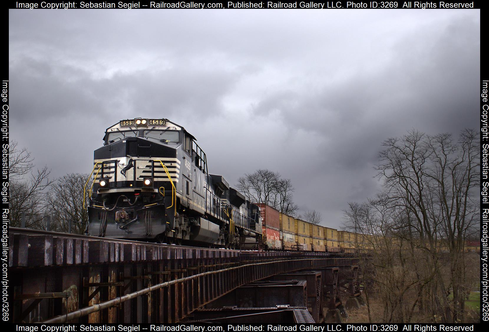 4589 is a class AC44C6M and  is pictured in Kingston, Pennsylvania, United States.  This was taken along the Sunbury Line on the Norfolk Southern. Photo Copyright: Sebastian Segiel uploaded to Railroad Gallery on 04/08/2024. This photograph of 4589 was taken on Thursday, April 04, 2024. All Rights Reserved. 