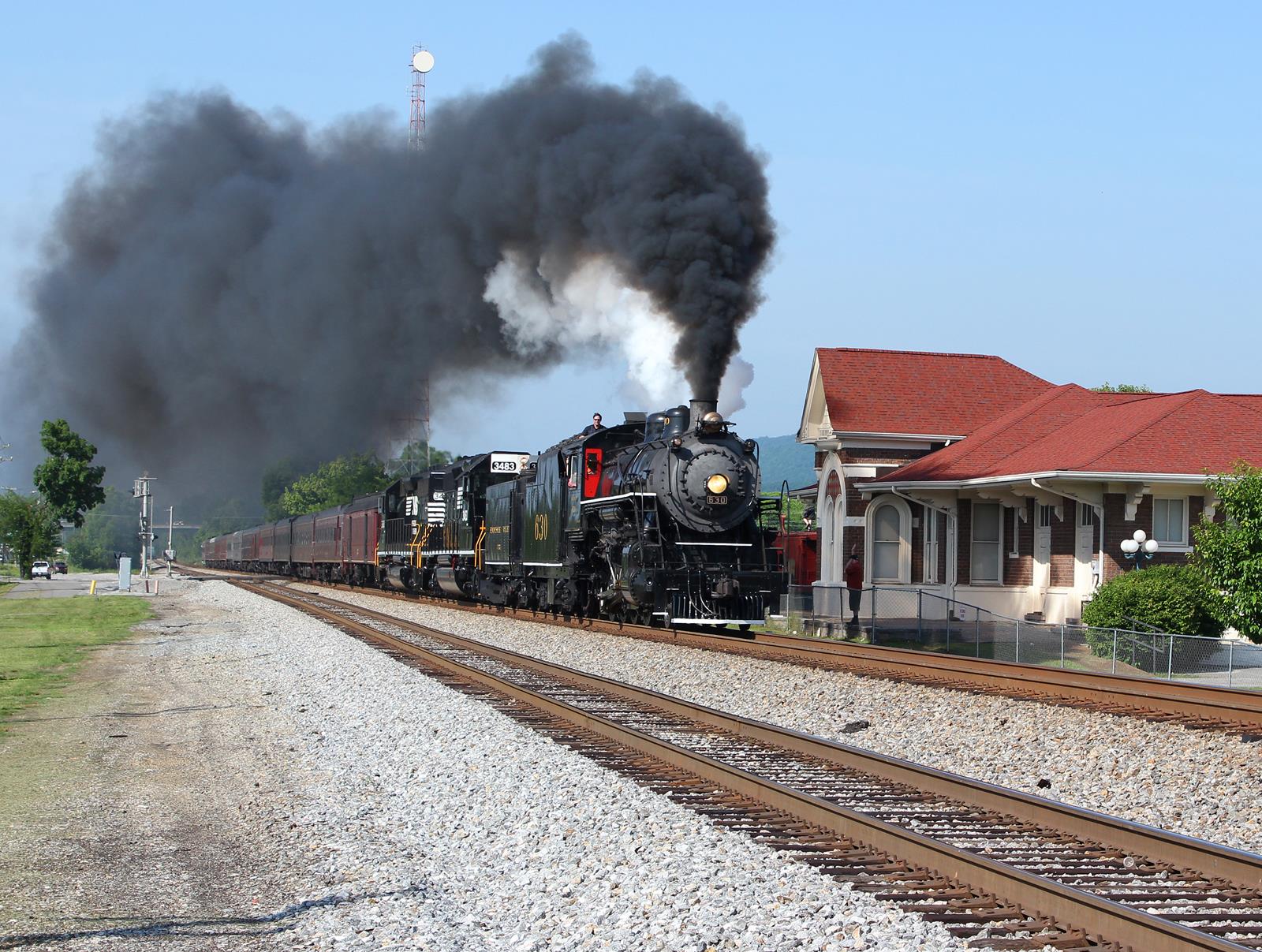 SOU 630 is a class 2-8-0 and  is pictured in Spring City, Tennessee, USA.  This was taken along the NS on the Southern Railway. Photo Copyright: Alex Moss uploaded to Railroad Gallery on 01/05/2023. This photograph of SOU 630 was taken on Saturday, June 07, 2014. All Rights Reserved. 