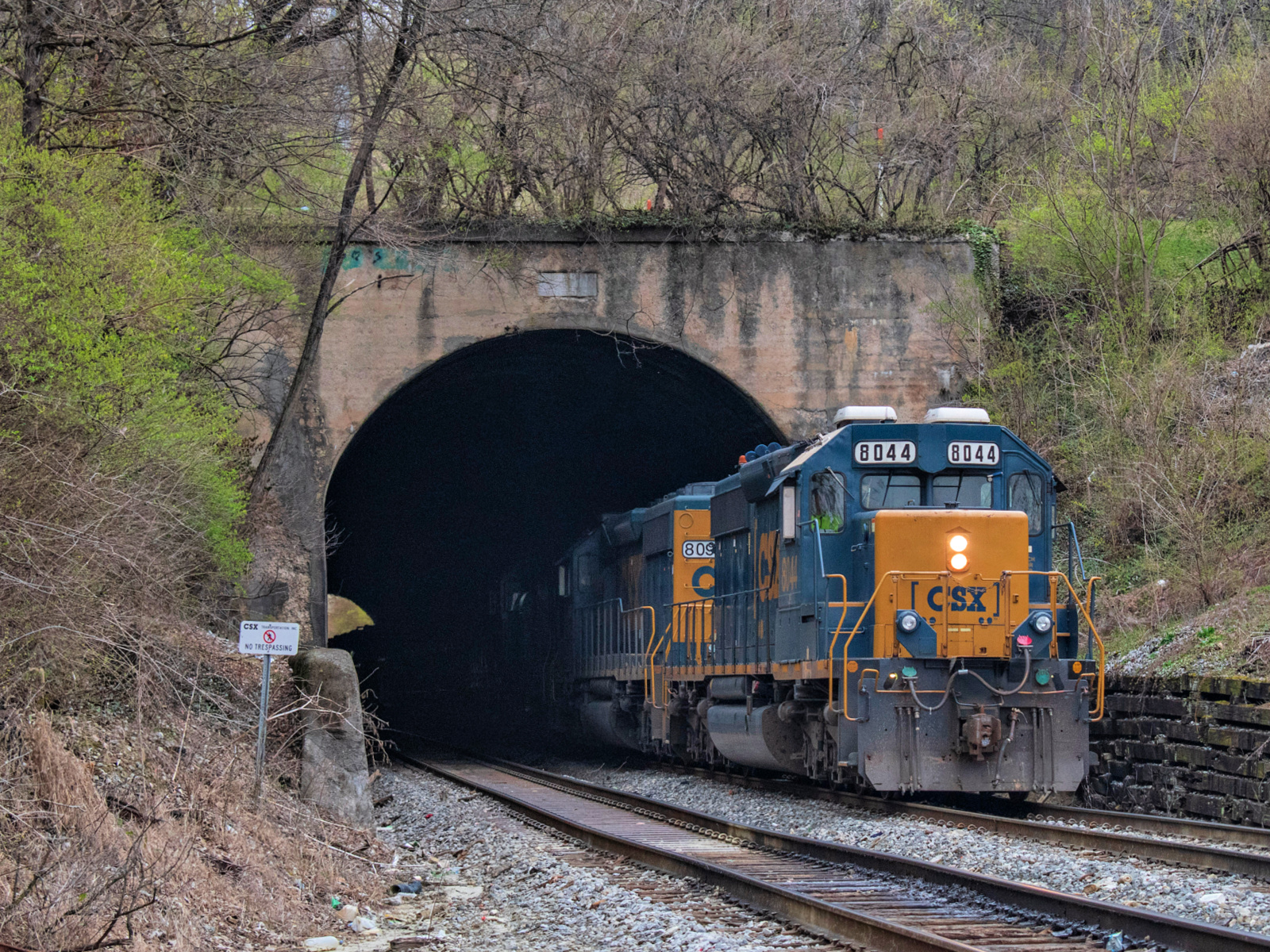 CSXT 8044 is a class EMD SD40-2 and  is pictured in Latonia, Kentucky, United States.  This was taken along the Cincinnati Terminal Subdivision on the CSX Transportation. Photo Copyright: David Rohdenburg uploaded to Railroad Gallery on 03/13/2023. This photograph of CSXT 8044 was taken on Sunday, March 12, 2023. All Rights Reserved. 