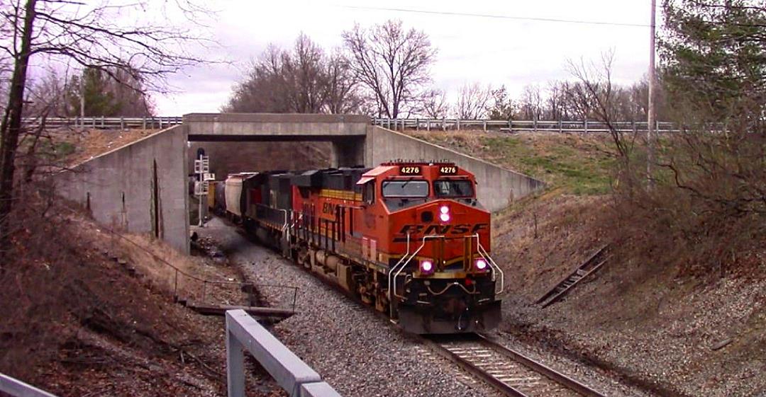 BNSF 4276 is a class GE ES44C4 and  is pictured in Bluford, Illinois, USA.  This was taken along the CN Bluford subdivision on the BNSF Railway. Photo Copyright: Blaise Lambert uploaded to Railroad Gallery on 03/13/2023. This photograph of BNSF 4276 was taken on Sunday, March 12, 2023. All Rights Reserved. 
