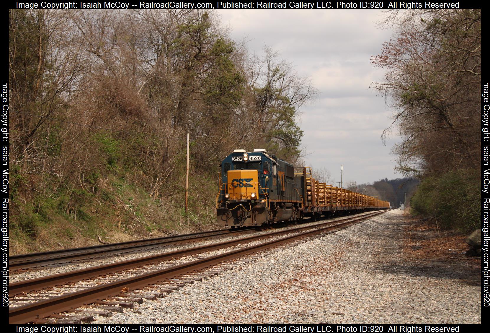8526 (RM unknown) is a class EMD SD50 and  is pictured in Hurricane, West Virginia, United States.  This was taken along the Kenova District  on the CSX Transportation. Photo Copyright: Isaiah McCoy uploaded to Railroad Gallery on 04/04/2023. This photograph of 8526 (RM unknown) was taken on Tuesday, April 04, 2023. All Rights Reserved. 