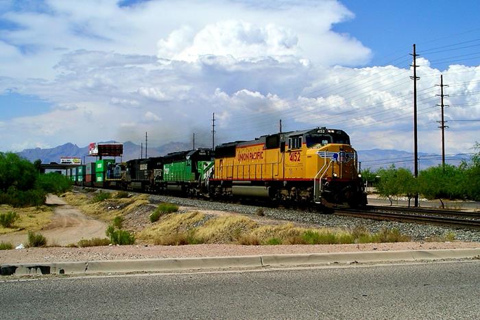 UP 4152 East with colorful consist