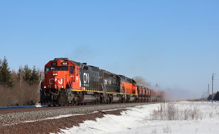 CN 408 Canadian National Railway EMD SD40-3 - in Sax, Min...