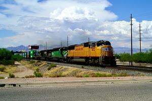 UP 4152 East with colorful consist