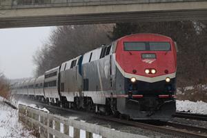 Amtrak P048 under the bridge.