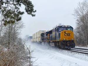 CSX SD70 In The Snow And Ice