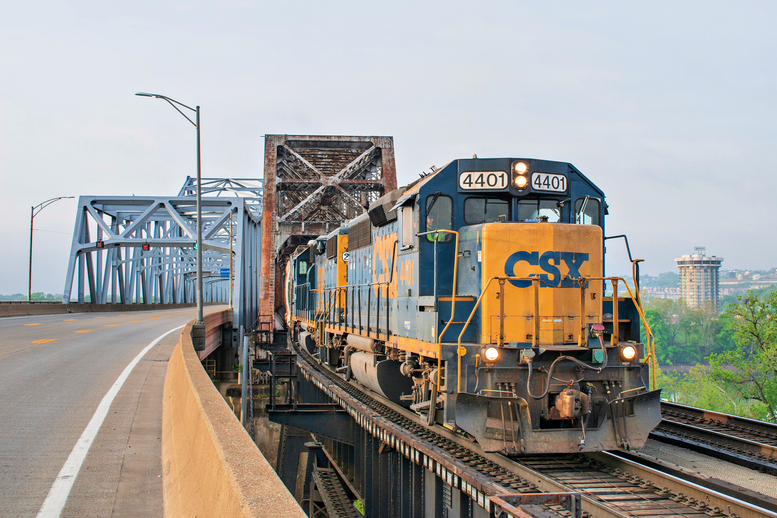 CSXT 4401 is a class EMD GP40-2 and  is pictured in Cincinnati, OH, United States.  This was taken along the Cincinnati Terminal Subdivision on the CSX Transportation. Photo Copyright: David Rohdenburg uploaded to Railroad Gallery on 04/30/2023. This photograph of CSXT 4401 was taken on Saturday, April 29, 2023. All Rights Reserved. 