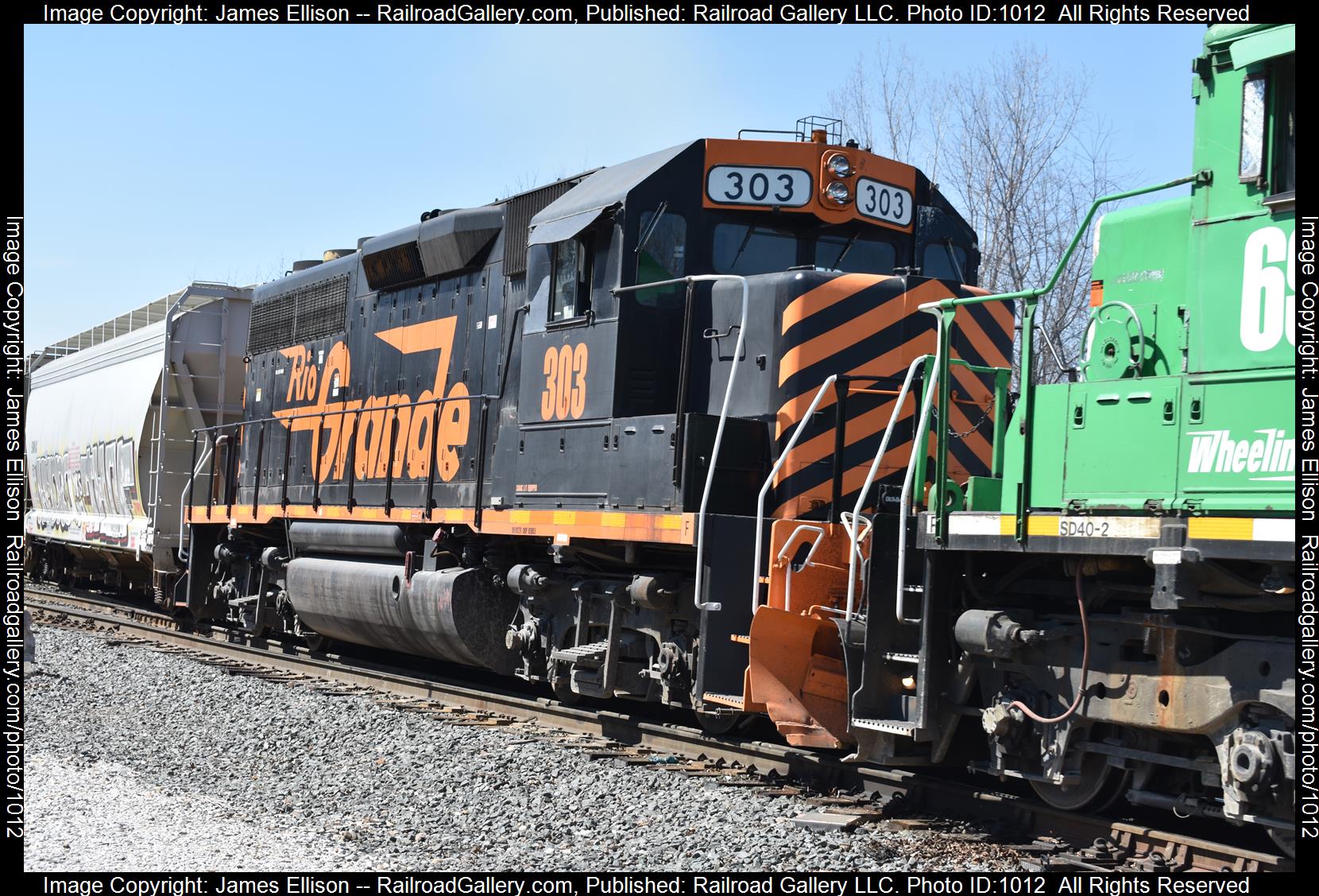 WE 303 is a class EMD GP40-3 and  is pictured in Brewster, OH, USA.  This was taken along the Brewster Yard on the Wheeling and Lake Erie Railway. Photo Copyright: James Ellison uploaded to Railroad Gallery on 04/30/2023. This photograph of WE 303 was taken on Monday, April 10, 2023. All Rights Reserved. 