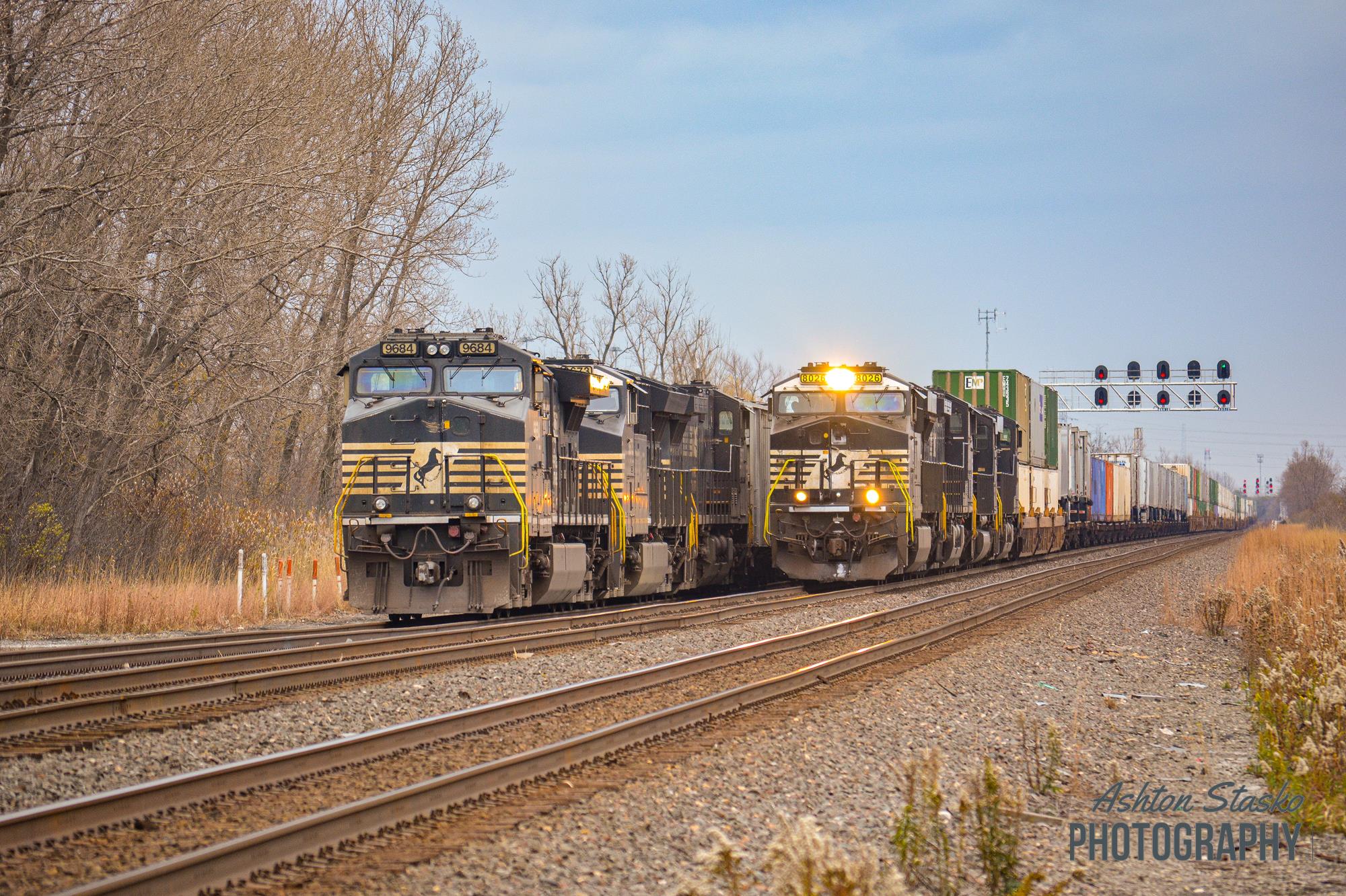 8026 is a class ES44DC and  is pictured in Gary , Indiana, United States .  This was taken along the Chicago Line  on the Norfolk Southern. Photo Copyright: Ashton  Stasko  uploaded to Railroad Gallery on 11/14/2022. This photograph of 8026 was taken on Saturday, November 12, 2022. All Rights Reserved. 