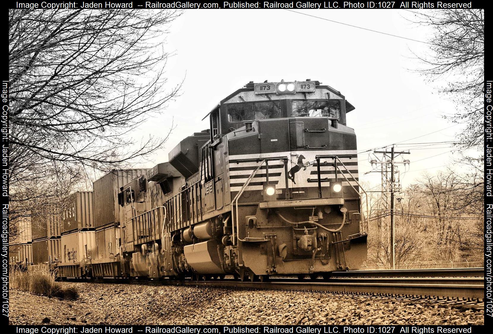 1173 is a class EMD SD70ACe and  is pictured in Arcadia , South Carolina, USA.  This was taken along the Piedmont Division/Charlotte District  on the Norfolk Southern. Photo Copyright: Jaden Howard  uploaded to Railroad Gallery on 05/04/2023. This photograph of 1173 was taken on Thursday, May 04, 2023. All Rights Reserved. 