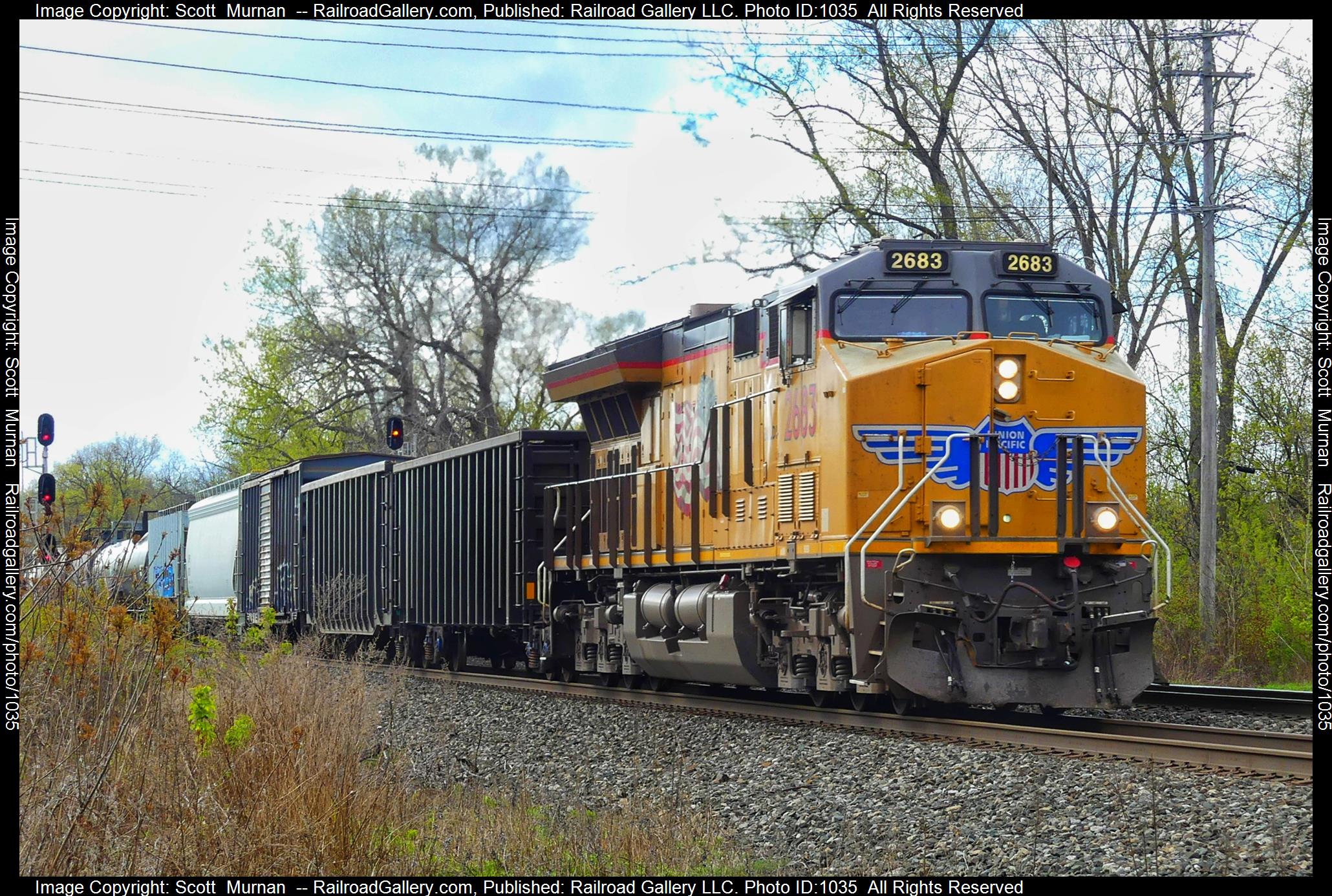 UP 2683 is a class GE ET44AC and  is pictured in Fairport , New York, United States.  This was taken along the Rochester Subdivision  on the CSX Transportation. Photo Copyright: Scott  Murnan  uploaded to Railroad Gallery on 05/04/2023. This photograph of UP 2683 was taken on Thursday, May 04, 2023. All Rights Reserved. 