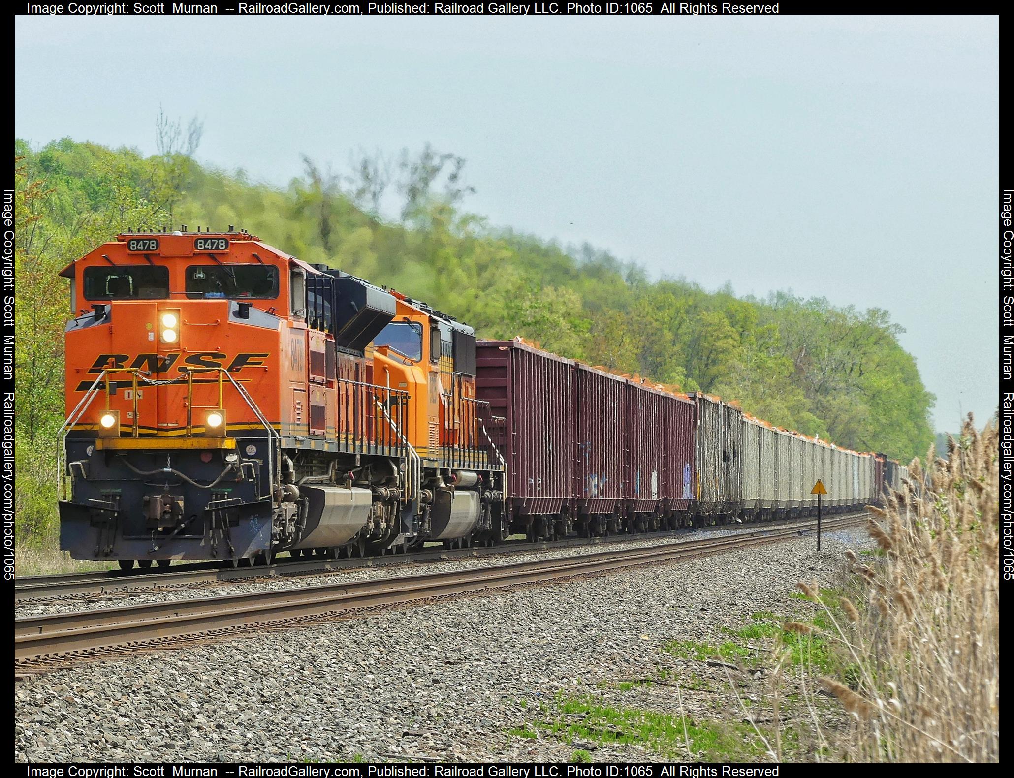 BNSF 8478 is a class EMD SD70ACe and  is pictured in Macedon, New York, United States.  This was taken along the Rochester Subdivision  on the CSX Transportation. Photo Copyright: Scott  Murnan  uploaded to Railroad Gallery on 05/12/2023. This photograph of BNSF 8478 was taken on Friday, May 12, 2023. All Rights Reserved. 