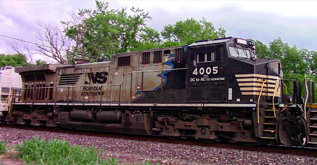 NS 4005 is a class GE AC44C6M and  is pictured in Mount Vernon, Illinois, USA.  This was taken along the UP Mount Vernon subdivision on the Norfolk Southern. Photo Copyright: Blaise Lambert uploaded to Railroad Gallery on 05/16/2023. This photograph of NS 4005 was taken on Sunday, May 14, 2023. All Rights Reserved. 