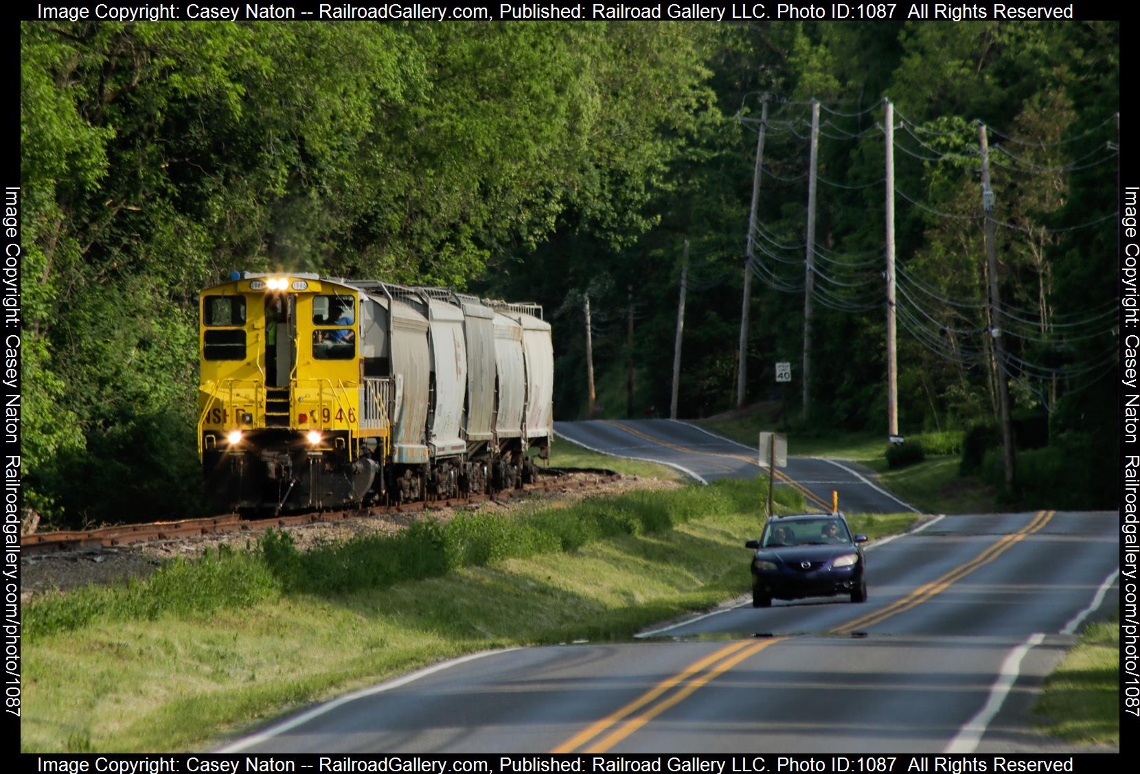 NSHR 1946 is a class EMD SW1500 and  is pictured in Lewisburg, Pennsylvania, USA.  This was taken along the Union County Industrial Railroad on the North Shore Railroad. Photo Copyright: Casey Naton uploaded to Railroad Gallery on 05/21/2023. This photograph of NSHR 1946 was taken on Monday, May 15, 2023. All Rights Reserved. 