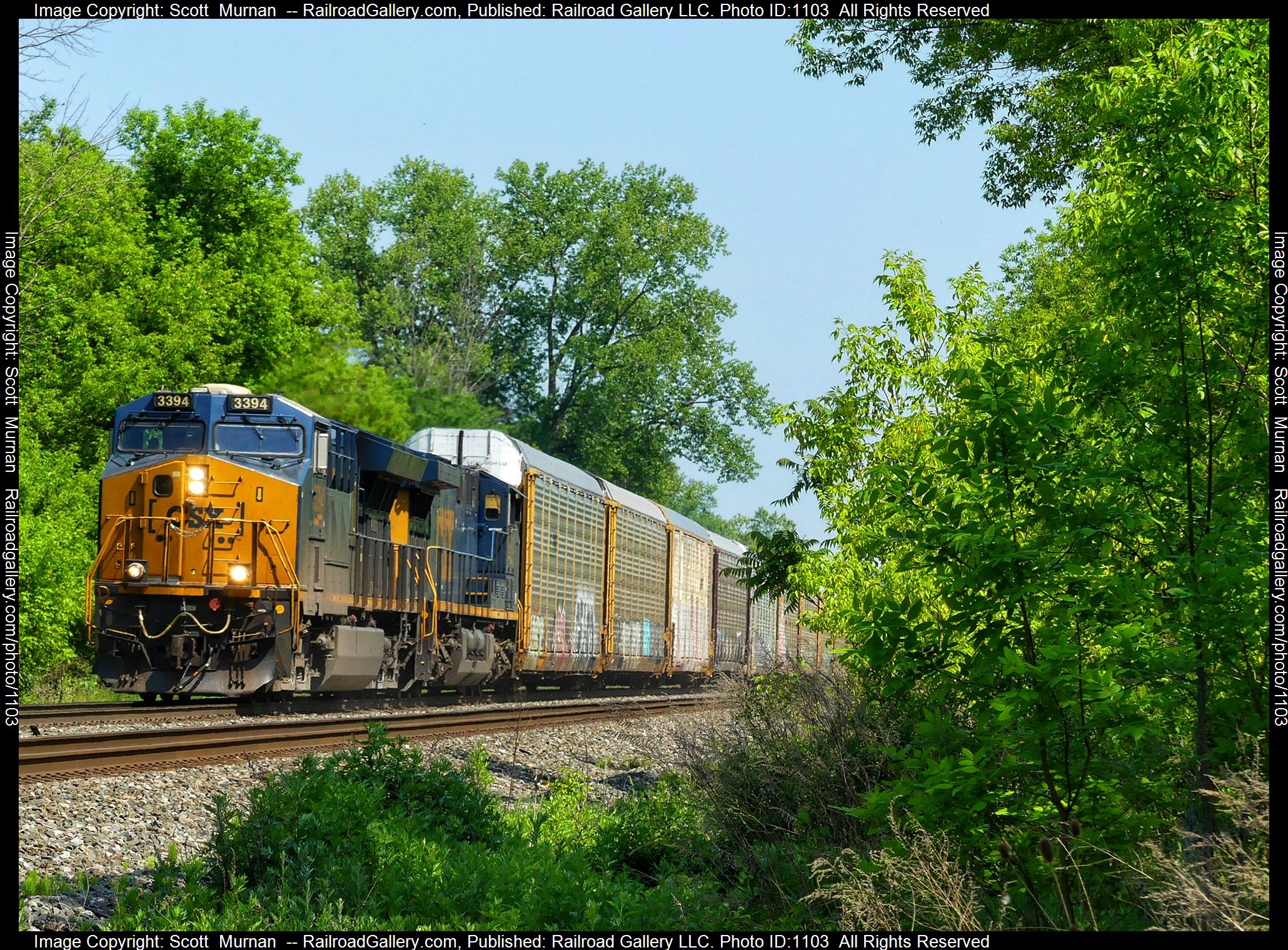 CSX 3394 is a class GE ET44AH  and  is pictured in Perinton , New York, United States.  This was taken along the Rochester Subdivision  on the CSX Transportation. Photo Copyright: Scott  Murnan  uploaded to Railroad Gallery on 05/31/2023. This photograph of CSX 3394 was taken on Tuesday, May 30, 2023. All Rights Reserved. 