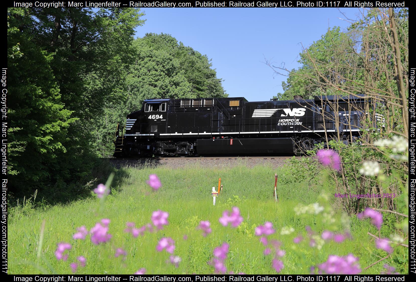 NS 4694 is a class GE AC44C6M and  is pictured in Lilly, Pennsylvania, USA.  This was taken along the NS Pittsburgh Line on the Norfolk Southern. Photo Copyright: Marc Lingenfelter uploaded to Railroad Gallery on 06/05/2023. This photograph of NS 4694 was taken on Sunday, June 04, 2023. All Rights Reserved. 