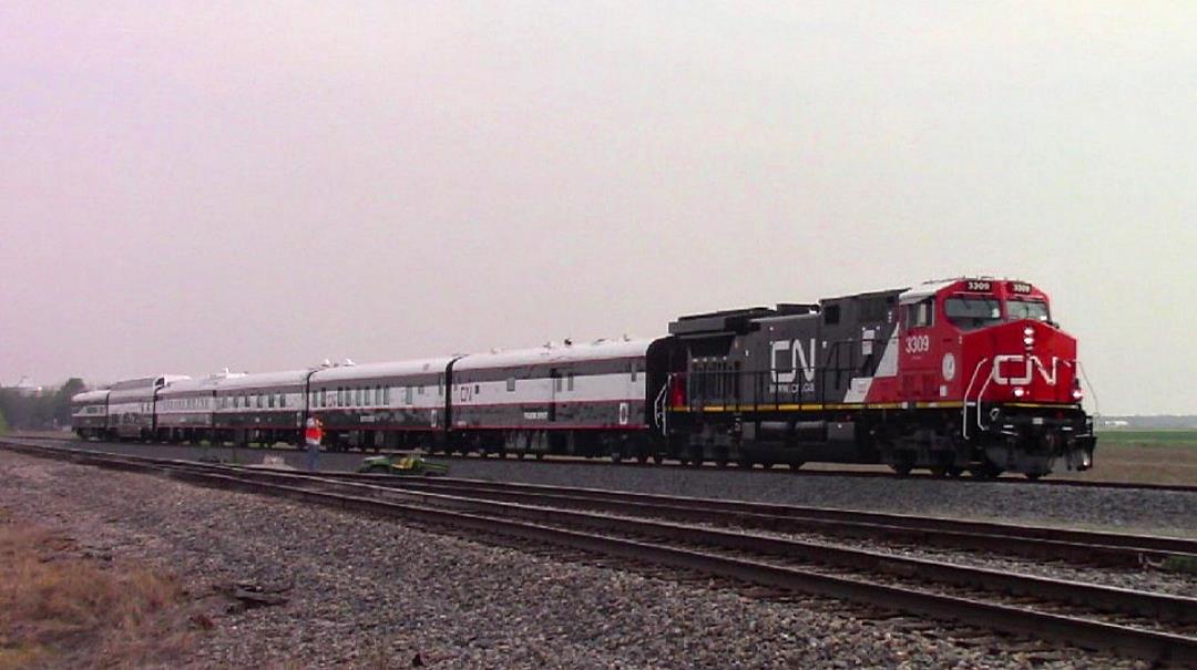 CN 3309 is a class GE AC44C6M and  is pictured in Irvington, Illinois, USA.  This was taken along the CN Centralia subdivision on the Canadian National Railway. Photo Copyright: Blaise Lambert uploaded to Railroad Gallery on 06/06/2023. This photograph of CN 3309 was taken on Monday, June 05, 2023. All Rights Reserved. 