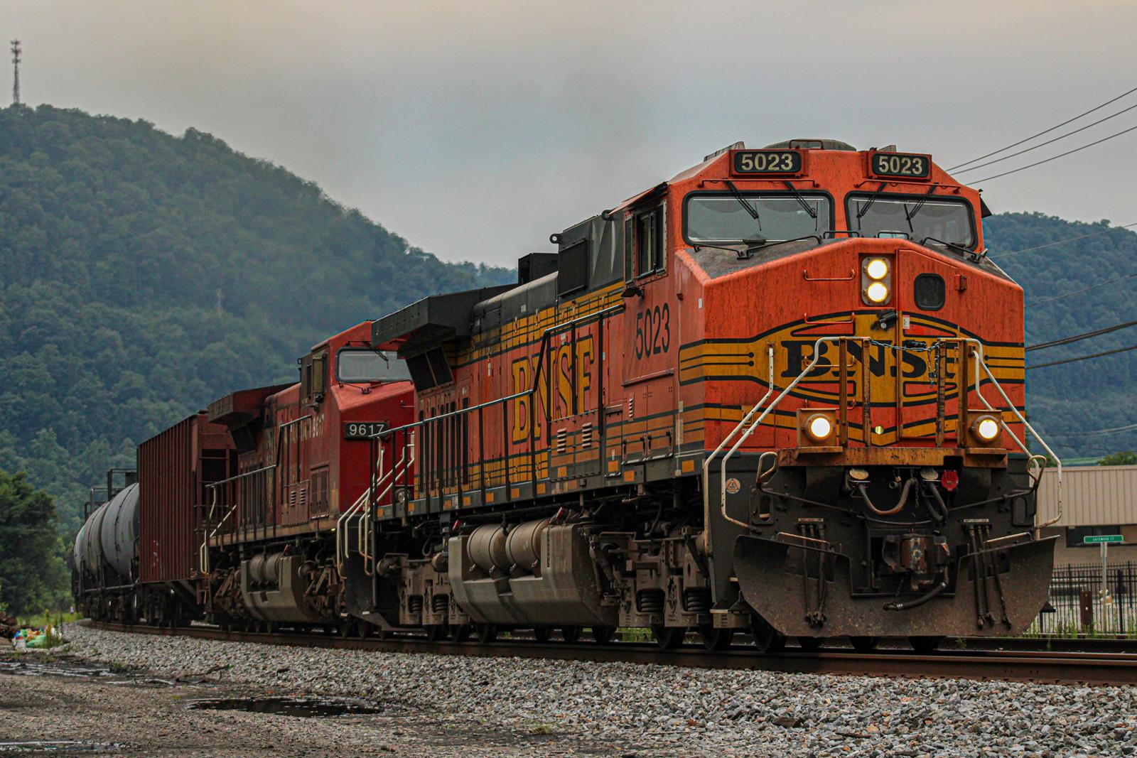BNSF 5023 is a class C44-9W and  is pictured in Chelyen, West Virginia, USA.  This was taken along the Kanawha Subdivision  on the BNSF Railway. Photo Copyright: Austin  West uploaded to Railroad Gallery on 11/15/2022. This photograph of BNSF 5023 was taken on Saturday, July 30, 2022. All Rights Reserved. 