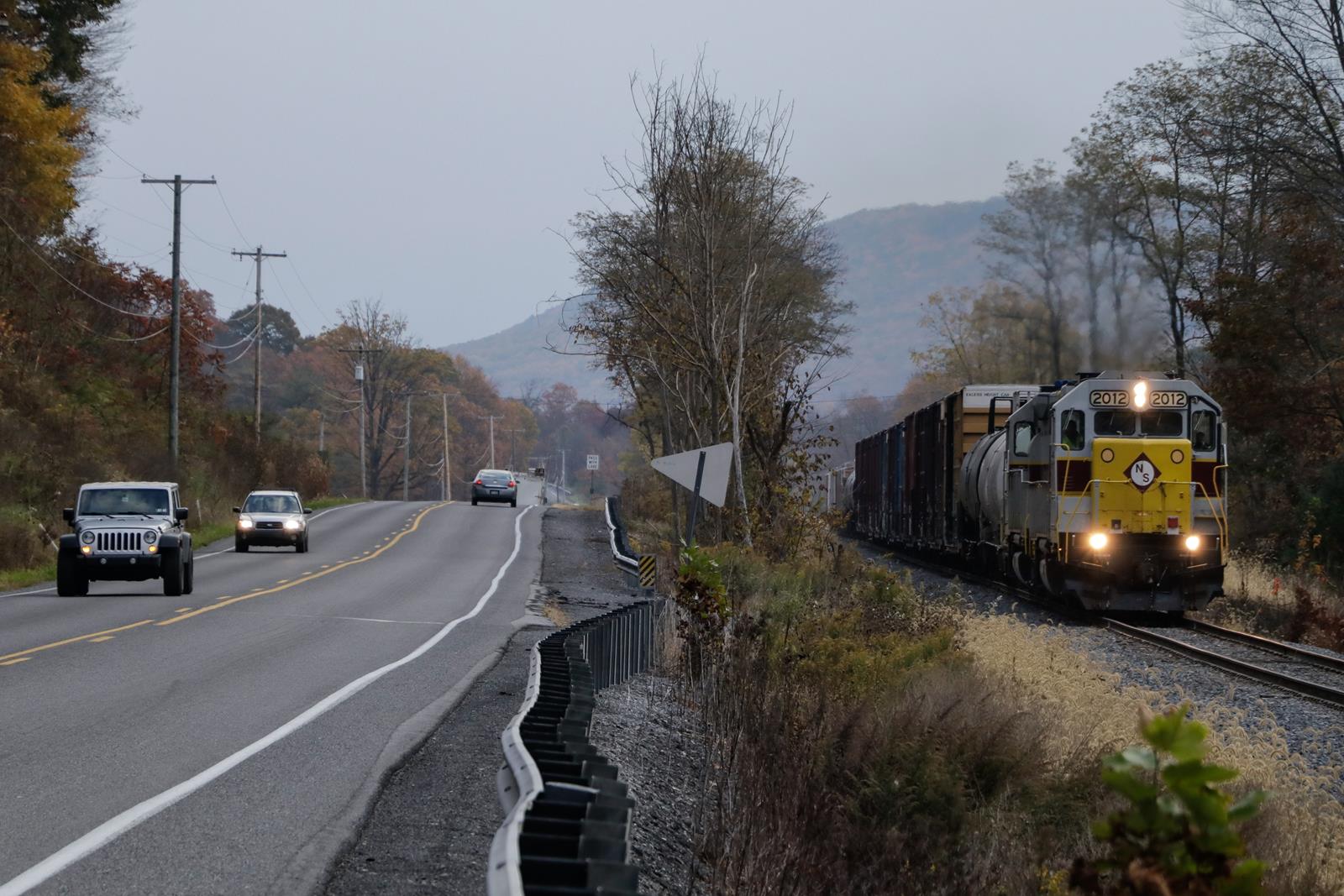 NSHR 2012 is a class EMD GP38 and  is pictured in Julian, Pennsylvania, USA.  This was taken along the Nittany and Bald Eagle on the Nittany and Bald Eagle Railroad. Photo Copyright: Casey Naton uploaded to Railroad Gallery on 11/15/2022. This photograph of NSHR 2012 was taken on Monday, October 17, 2022. All Rights Reserved. 