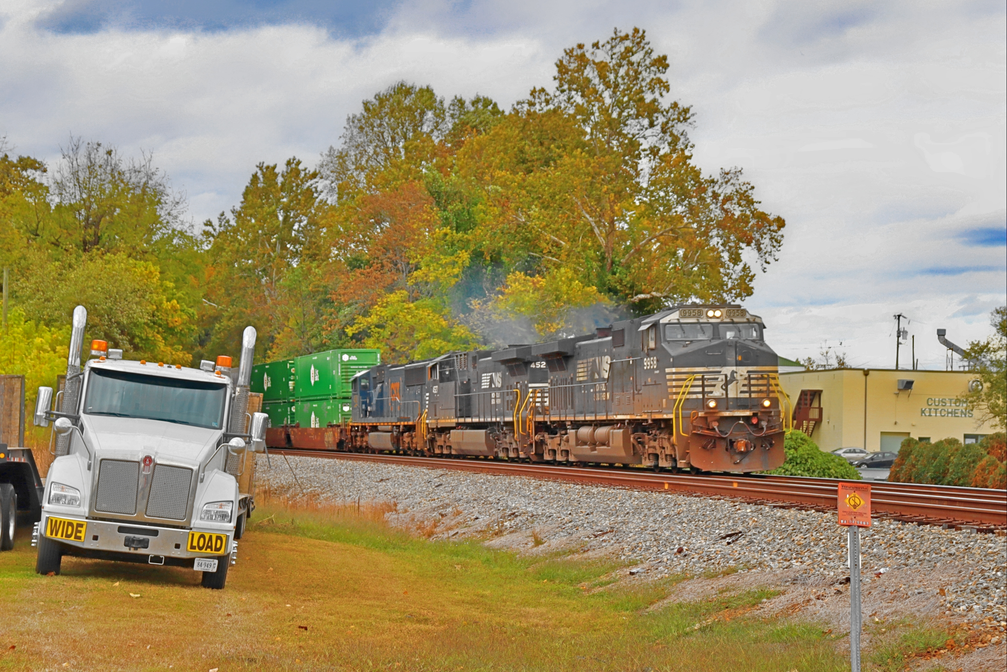 NS 9958 is a class GE C40-9W (Dash 9-40CW) and  is pictured in Charlottesville, VA, United States.  This was taken along the NS Washington District  on the Norfolk Southern. Photo Copyright: Robby Lefkowitz uploaded to Railroad Gallery on 11/16/2022. This photograph of NS 9958 was taken on Thursday, October 20, 2022. All Rights Reserved. 