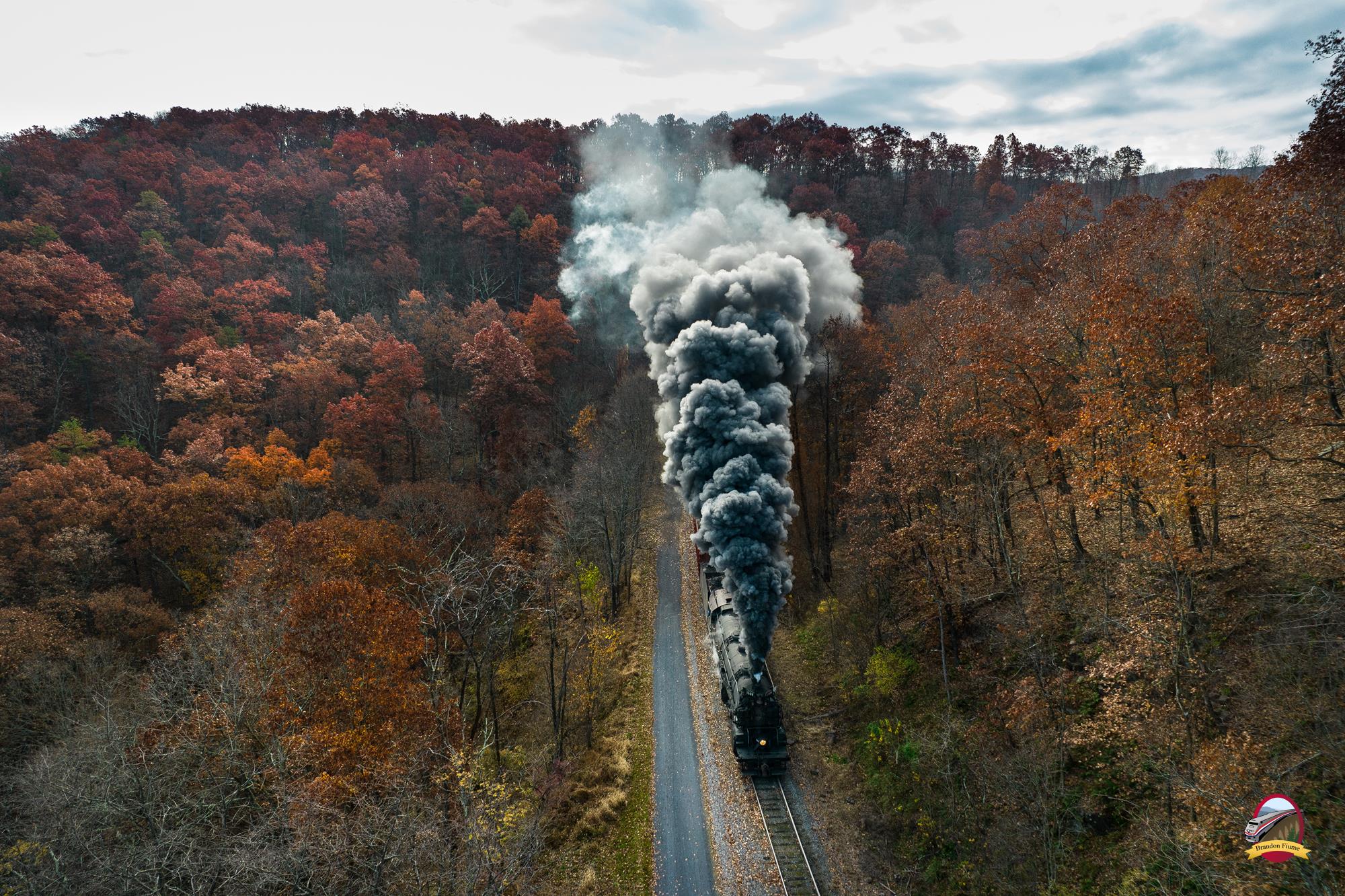 WMSR 1309 is a class Steam 2-6-6-2 and  is pictured in Corriganville, MD, USA.  This was taken along the WMSR on the Western Maryland Scenic Railroad. Photo Copyright: Brandon Fiume uploaded to Railroad Gallery on 11/09/2022. This photograph of WMSR 1309 was taken on Saturday, November 05, 2022. All Rights Reserved. 