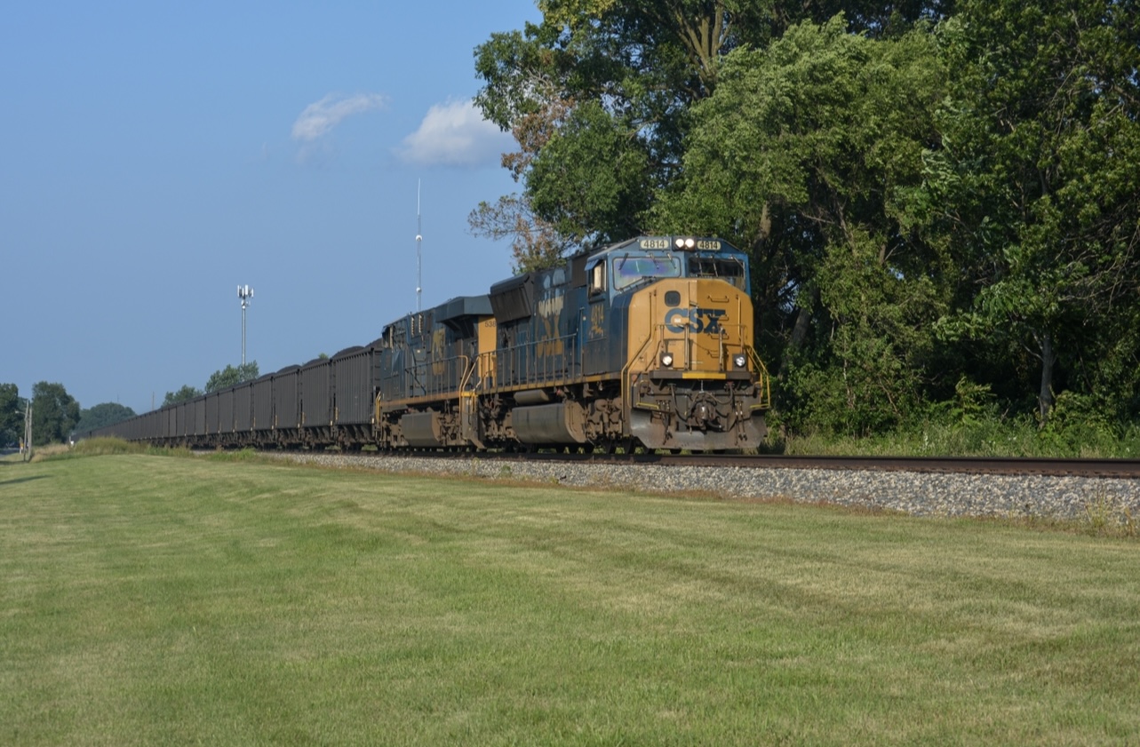 4814 is a class SD70MAC and  is pictured in Lake Station , Indiana , United States .  This was taken along the Porter Subdivision on the CSX Transportation. Photo Copyright: Ashton  Stasko  uploaded to Railroad Gallery on 11/17/2022. This photograph of 4814 was taken on Saturday, April 10, 2021. All Rights Reserved. 