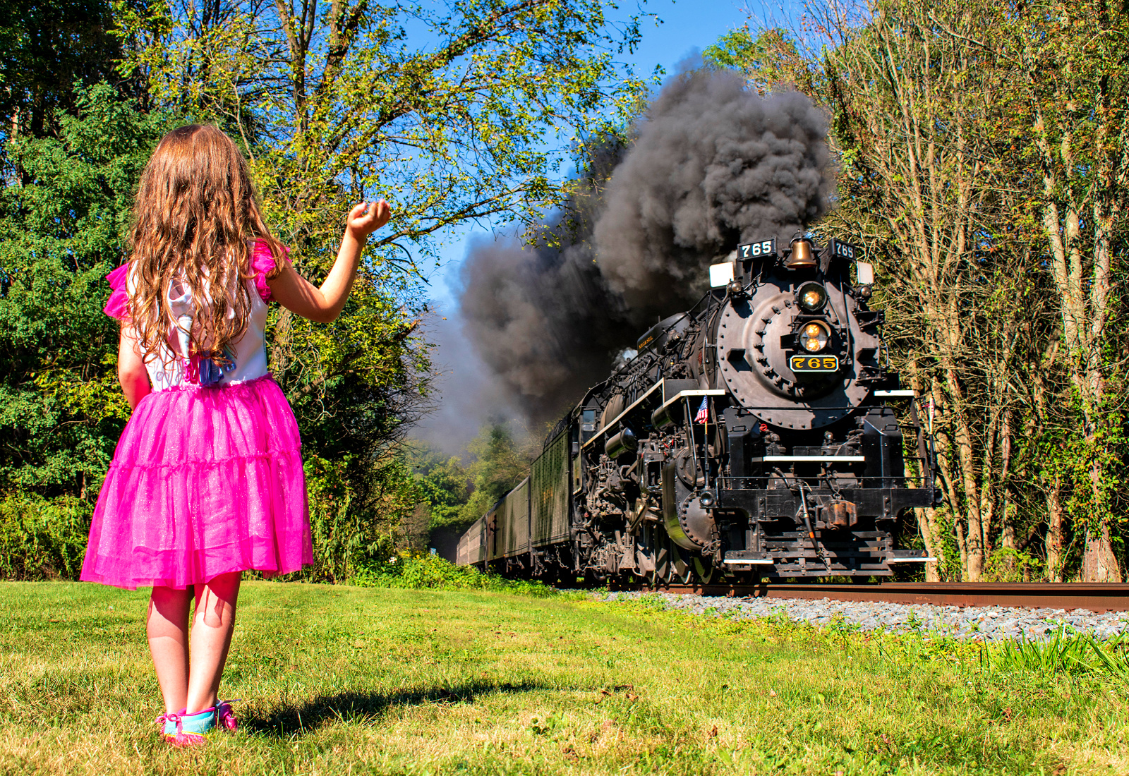 NKP 765 is a class 2-8-4 Berkshire and  is pictured in Everett, Ohio, United States.  This was taken along the CVSR Mainline on the Cuyahoga Valley Scenic Railroad. Photo Copyright: David Rohdenburg uploaded to Railroad Gallery on 11/17/2022. This photograph of NKP 765 was taken on Sunday, September 19, 2021. All Rights Reserved. 