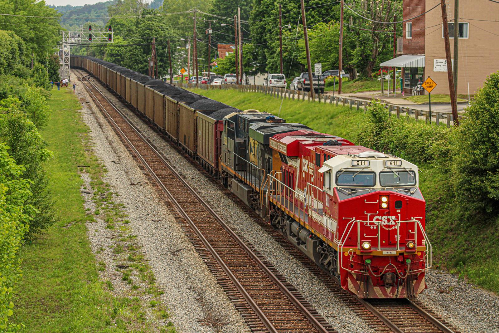 CSX 911 is a class ES44AH and  is pictured in Hurricane, West Virginia, USA.  This was taken along the Kanawha Subdivision  on the CSX Transportation. Photo Copyright: Austin  West uploaded to Railroad Gallery on 11/18/2022. This photograph of CSX 911 was taken on Sunday, May 22, 2022. All Rights Reserved. 