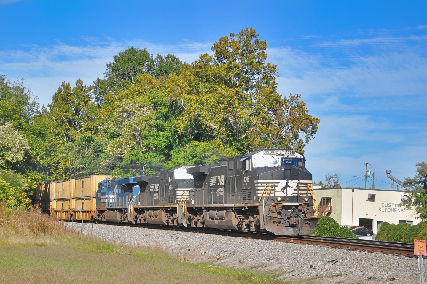 NS 4308 is a class GE AC44C6M and  is pictured in Charlottesville, VA, United States.  This was taken along the NS Washington District  on the Norfolk Southern Railway. Photo Copyright: Robby Lefkowitz uploaded to Railroad Gallery on 11/18/2022. This photograph of NS 4308 was taken on Thursday, October 06, 2022. All Rights Reserved. 