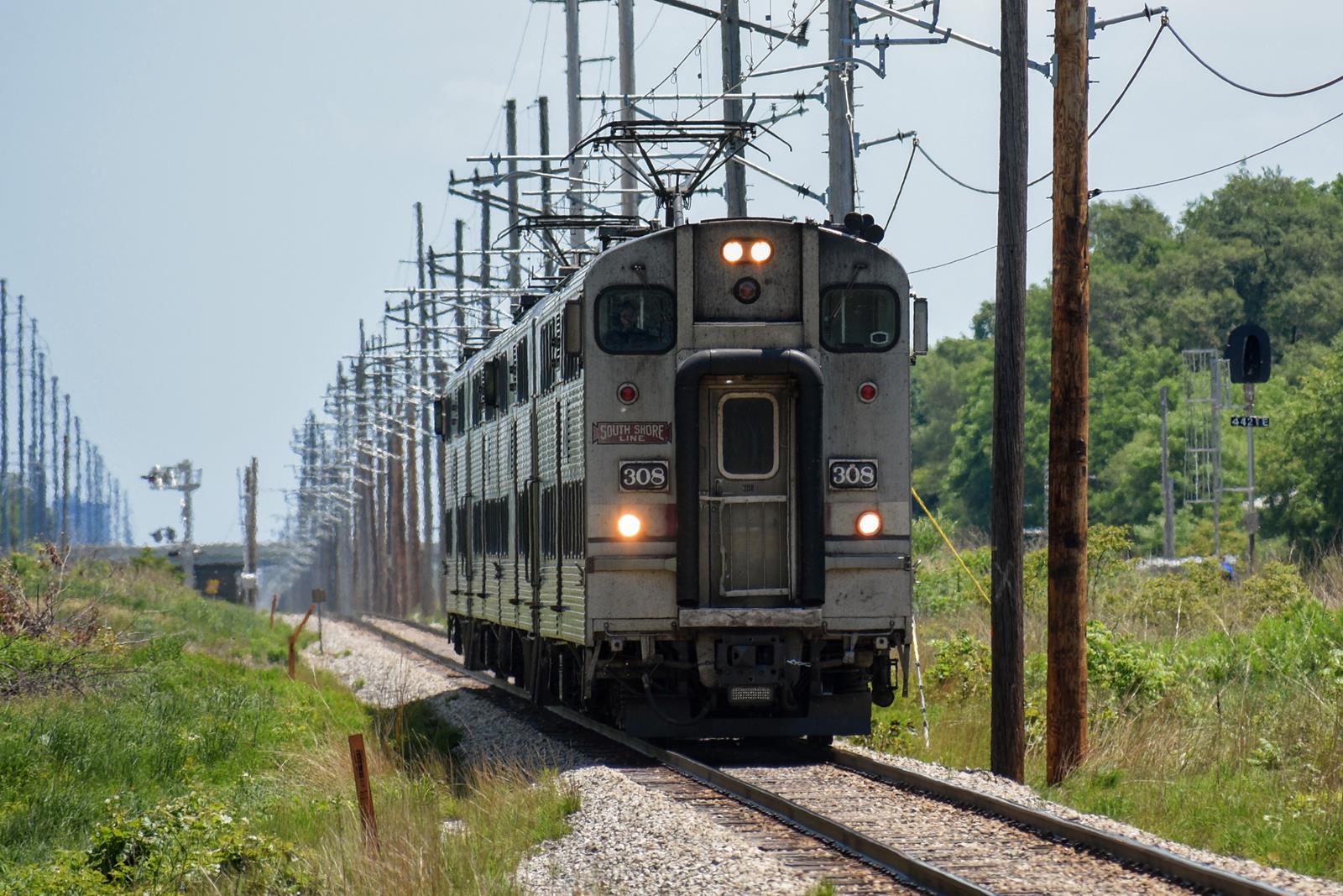 NICTD 308 is a class N/A and  is pictured in South Bend, Indiana, United States.  This was taken along the N/A on the South Shore Line. Photo Copyright: Reed Hamilton uploaded to Railroad Gallery on 11/18/2022. This photograph of NICTD 308 was taken on Sunday, June 05, 2022. All Rights Reserved. 