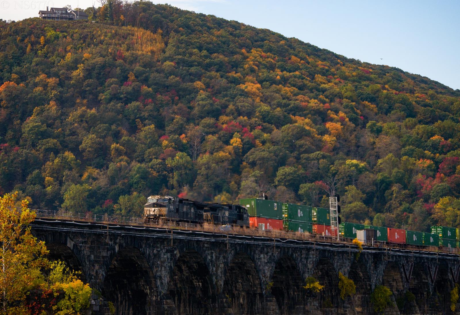 NS 9767 is a class C44-9W and  is pictured in Marysville , Pennsylvania, USA.  This was taken along the Pittsburgh Line on the Norfolk Southern. Photo Copyright: Jason Jay uploaded to Railroad Gallery on 11/18/2022. This photograph of NS 9767 was taken on Sunday, October 16, 2022. All Rights Reserved. 