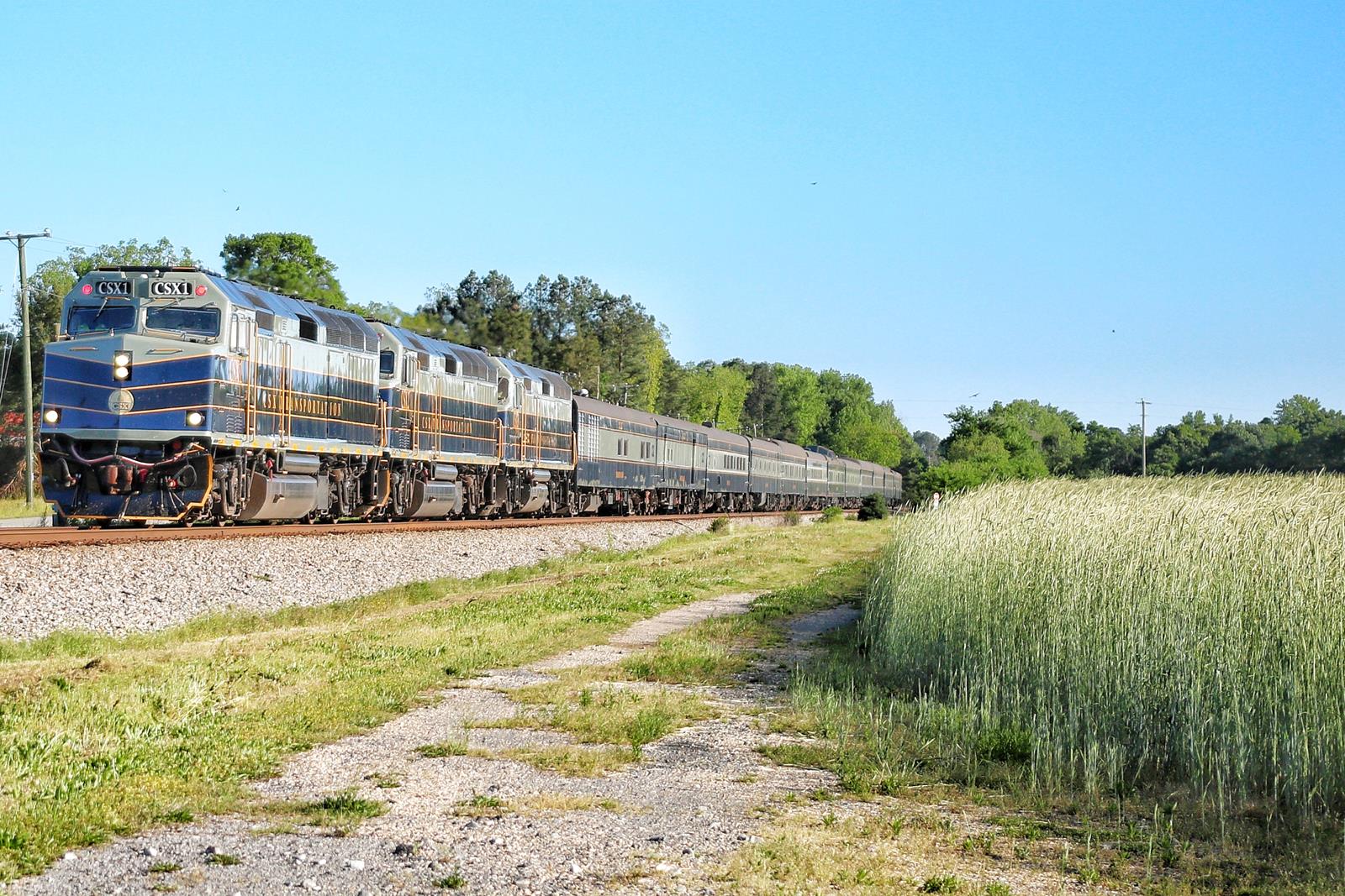 CSX 1 is a class F40 and  is pictured in Stony Creek, Virginia , USA.  This was taken along the CSX A Line on the CSX Transportation. Photo Copyright: Johnny Moore uploaded to Railroad Gallery on 11/19/2022. This photograph of CSX 1 was taken on Sunday, May 08, 2022. All Rights Reserved. 