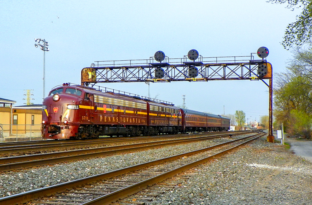 PRR 5711 is a class EMD E8(A) and  is pictured in Hammond, Indiana, USA.  This was taken along the NS Chicago Line on the Pennsylvania Railroad. Photo Copyright: Lawrence Amaloo uploaded to Railroad Gallery on 11/19/2022. This photograph of PRR 5711 was taken on Thursday, May 05, 2011. All Rights Reserved. 