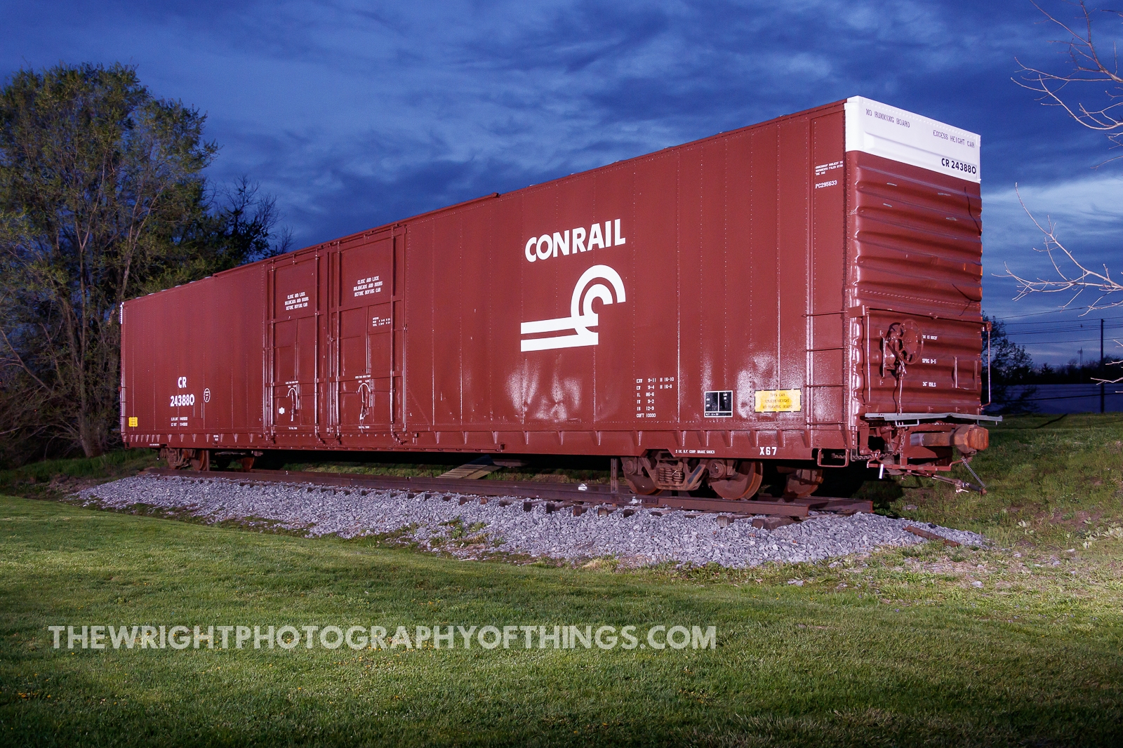 Conrail 243880 is a class X67 Boxcar and  is pictured in Martinsburg , Pennsylvania, United States.  This was taken along the Conrail. Photo Copyright: Jon Wright uploaded to Railroad Gallery on 11/20/2022. This photograph of Conrail 243880 was taken on Sunday, November 20, 2022. All Rights Reserved. 