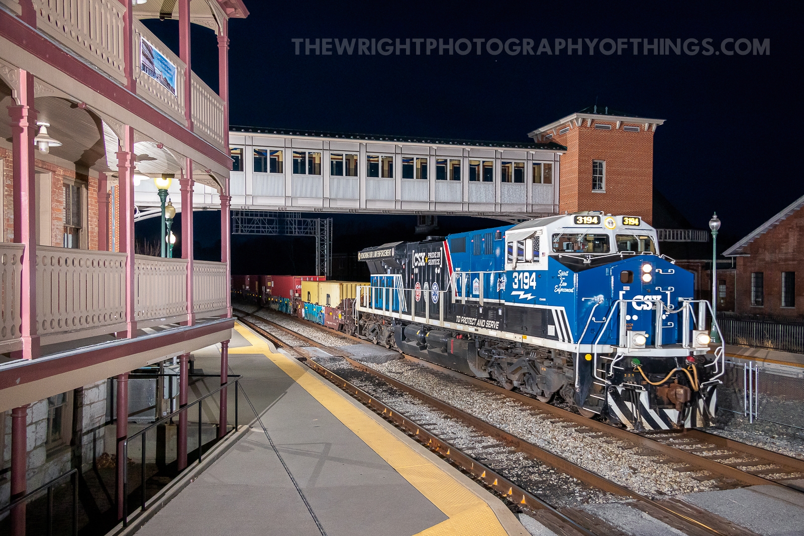 CSXT 3194 is a class GE ES44AC and  is pictured in Martinsburg , WV , United States.  This was taken along the CUMBERLAND on the CSX Transportation. Photo Copyright: Jon Wright uploaded to Railroad Gallery on 11/20/2022. This photograph of CSXT 3194 was taken on Sunday, November 20, 2022. All Rights Reserved. 