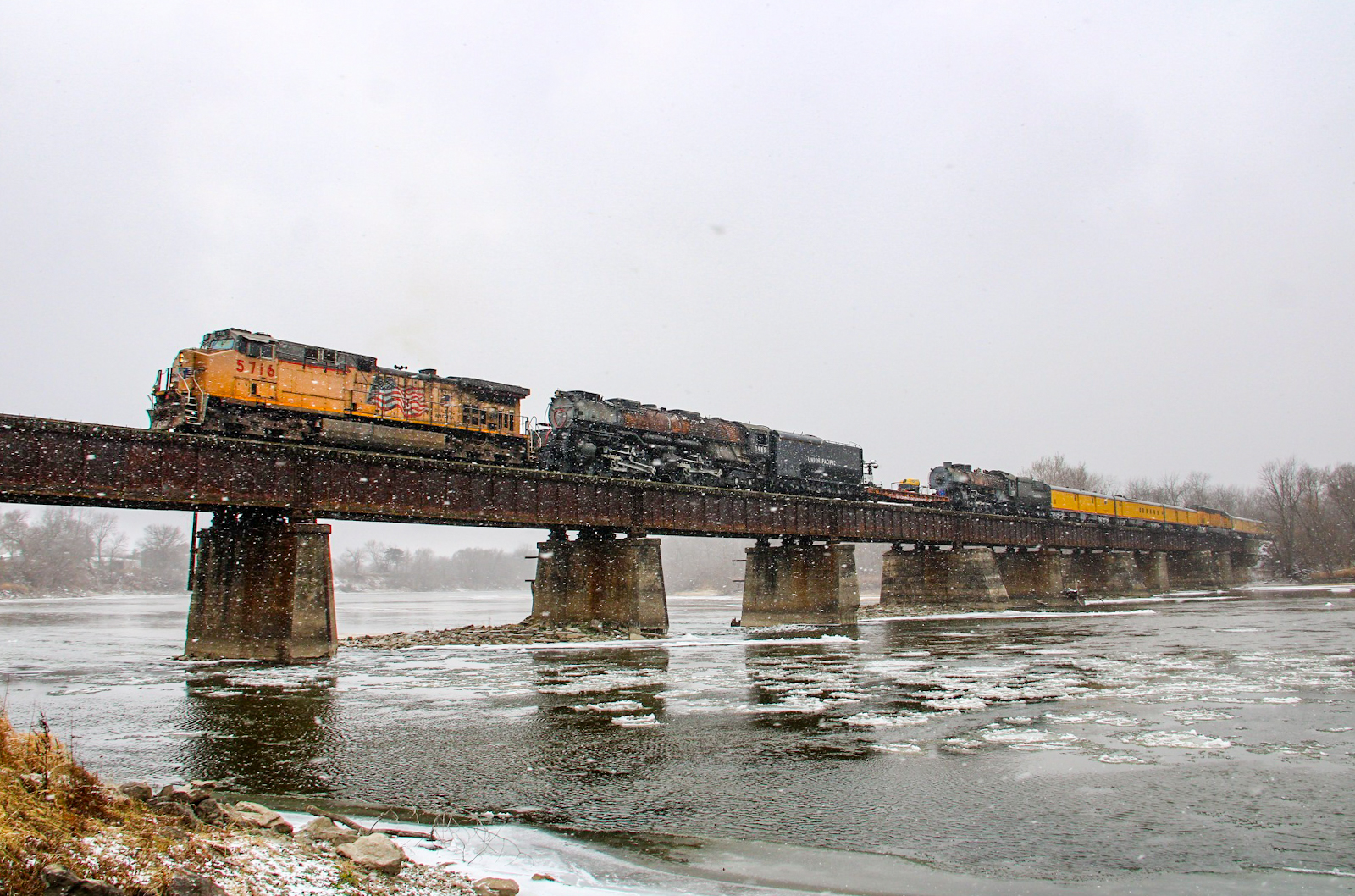 UP 5716 is a class GE AC4400CW and  is pictured in Moscow, Iowa, USA.  This was taken along the Iowa City Subdivision on the Iowa Interstate Railroad. Photo Copyright: Lawrence Amaloo uploaded to Railroad Gallery on 11/20/2022. This photograph of UP 5716 was taken on Saturday, November 19, 2022. All Rights Reserved. 