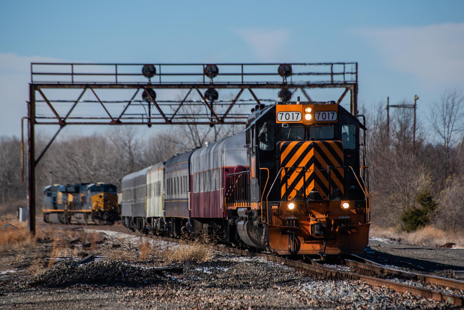 WE 7017 is a class EMD SD40-2 and  is pictured in Crestline, Ohio, USA.  This was taken along the Lima Subdivision on the Chicago Fort Wayne & Eastern. Photo Copyright: Spencer Harman uploaded to Railroad Gallery on 11/21/2022. This photograph of WE 7017 was taken on Monday, November 21, 2022. All Rights Reserved. 