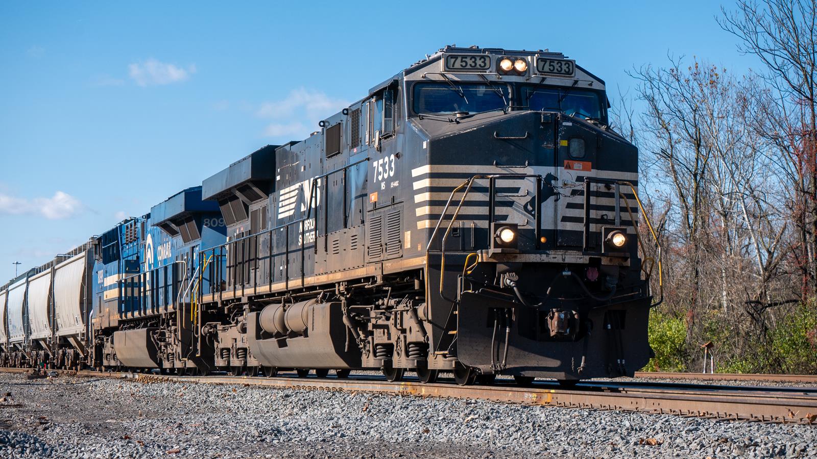 8098 is a class ES44AC and  is pictured in King of Prussia, Pennsylvania, United States.  This was taken along the Norfolk Southern Harrisburg Line on the Norfolk Southern Railway. Photo Copyright: Sean McCaughey uploaded to Railroad Gallery on 11/21/2022. This photograph of 8098 was taken on Sunday, November 20, 2022. All Rights Reserved. 