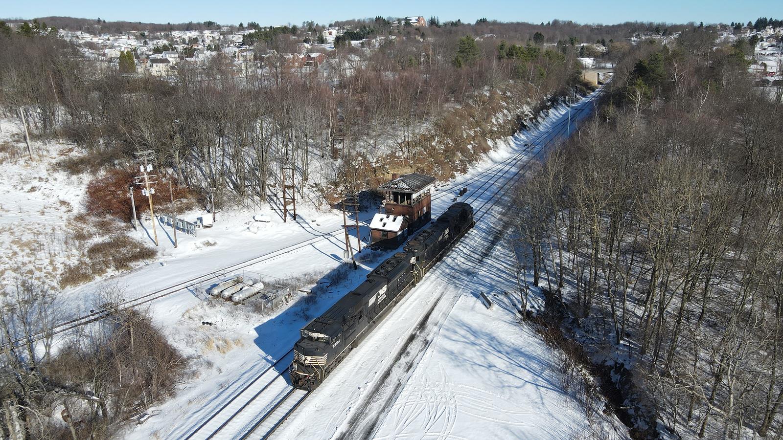 NS 7254 is a class EMD SD70ACU and  is pictured in Gallitzin, Pennsylvania, USA.  This was taken along the NS Pittsburgh Line on the Norfolk Southern. Photo Copyright: Marc Lingenfelter uploaded to Railroad Gallery on 11/21/2022. This photograph of NS 7254 was taken on Monday, November 21, 2022. All Rights Reserved. 